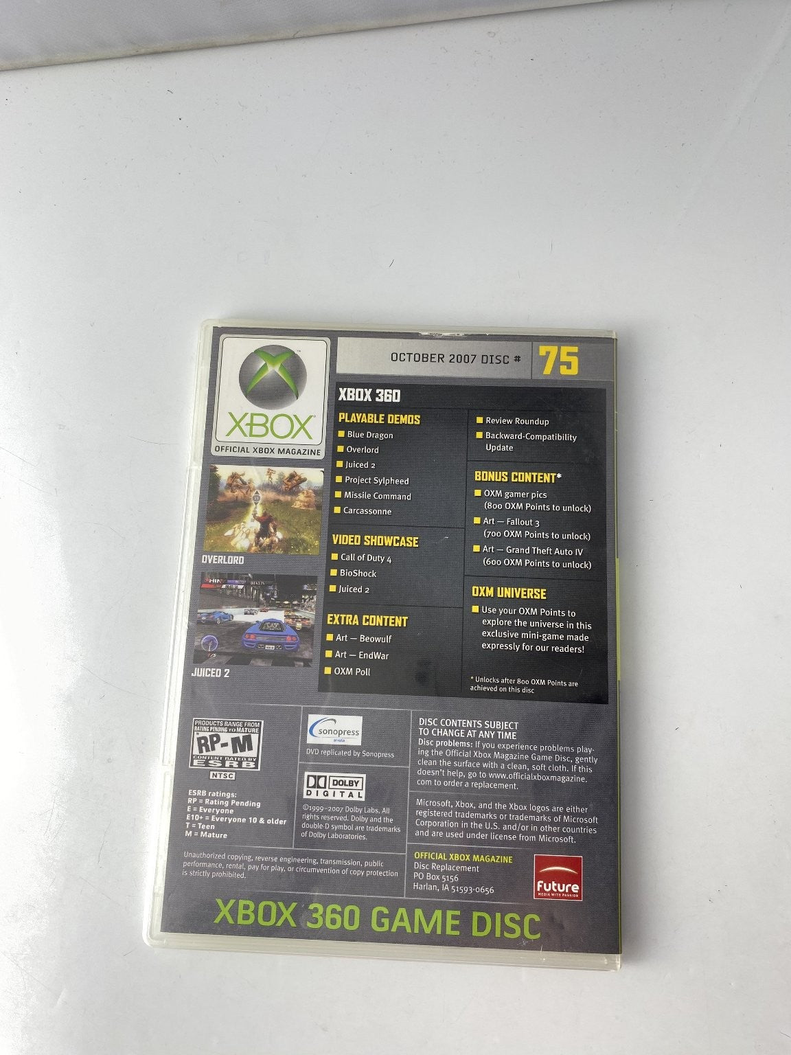 Official Xbox Magazine OXM #75 Disc Xbox 360 Video Game Demos Blue Dragon