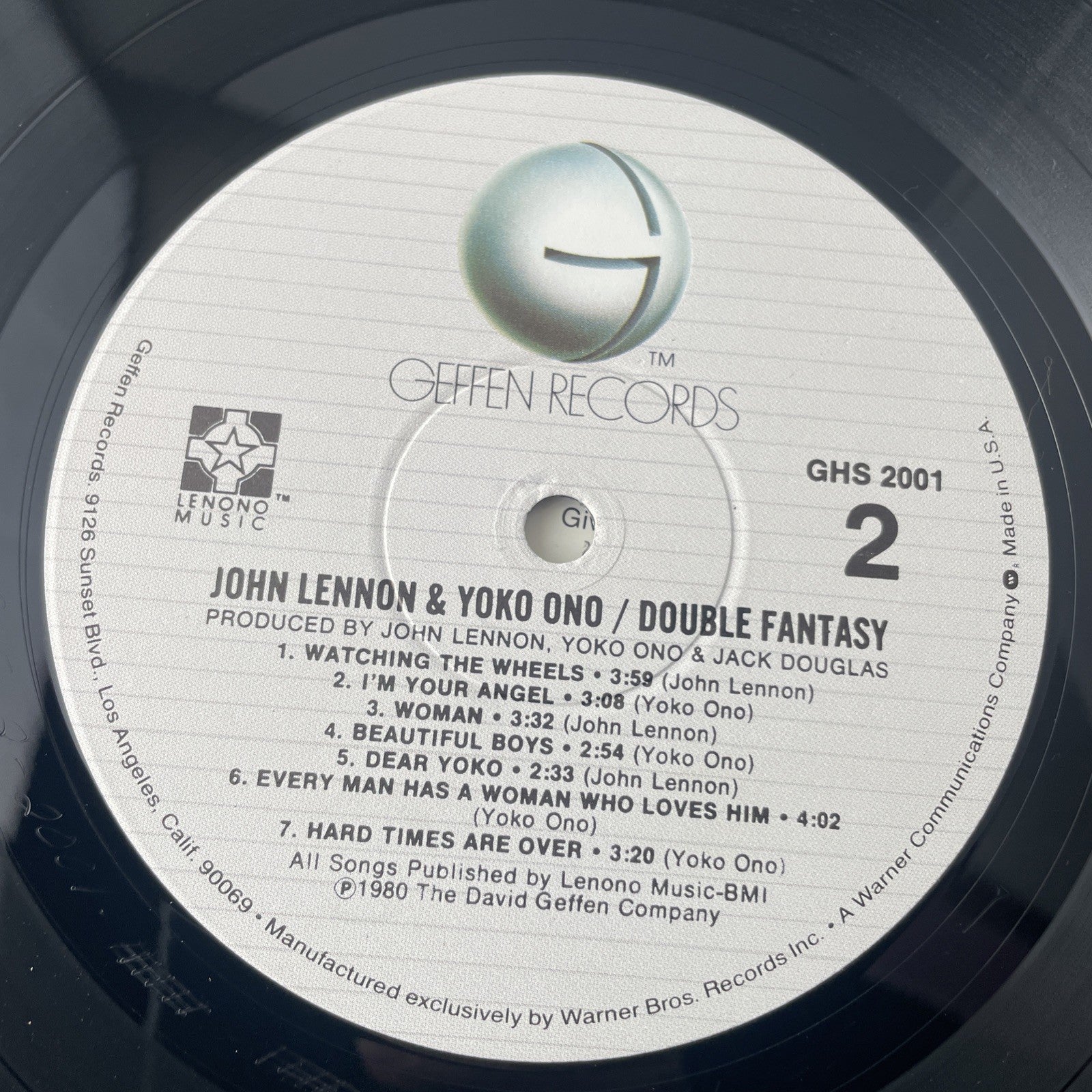 John Lennon & Yoko Ono, DOUBLE FANTASY, LP record, VG, Geffen GHS 2001