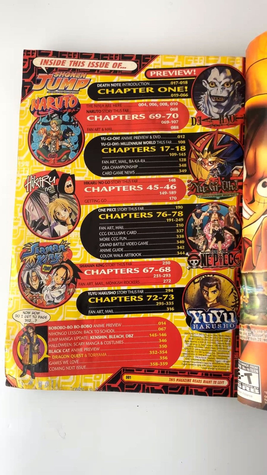 Shonen Jump October 2005 No. 34 Naruto Anime Preview Death Note NO CARD