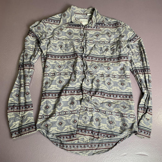 Roper Shirt Mens Small Western Pearl Snap Aztec Southwest Pattern Long Sleeve