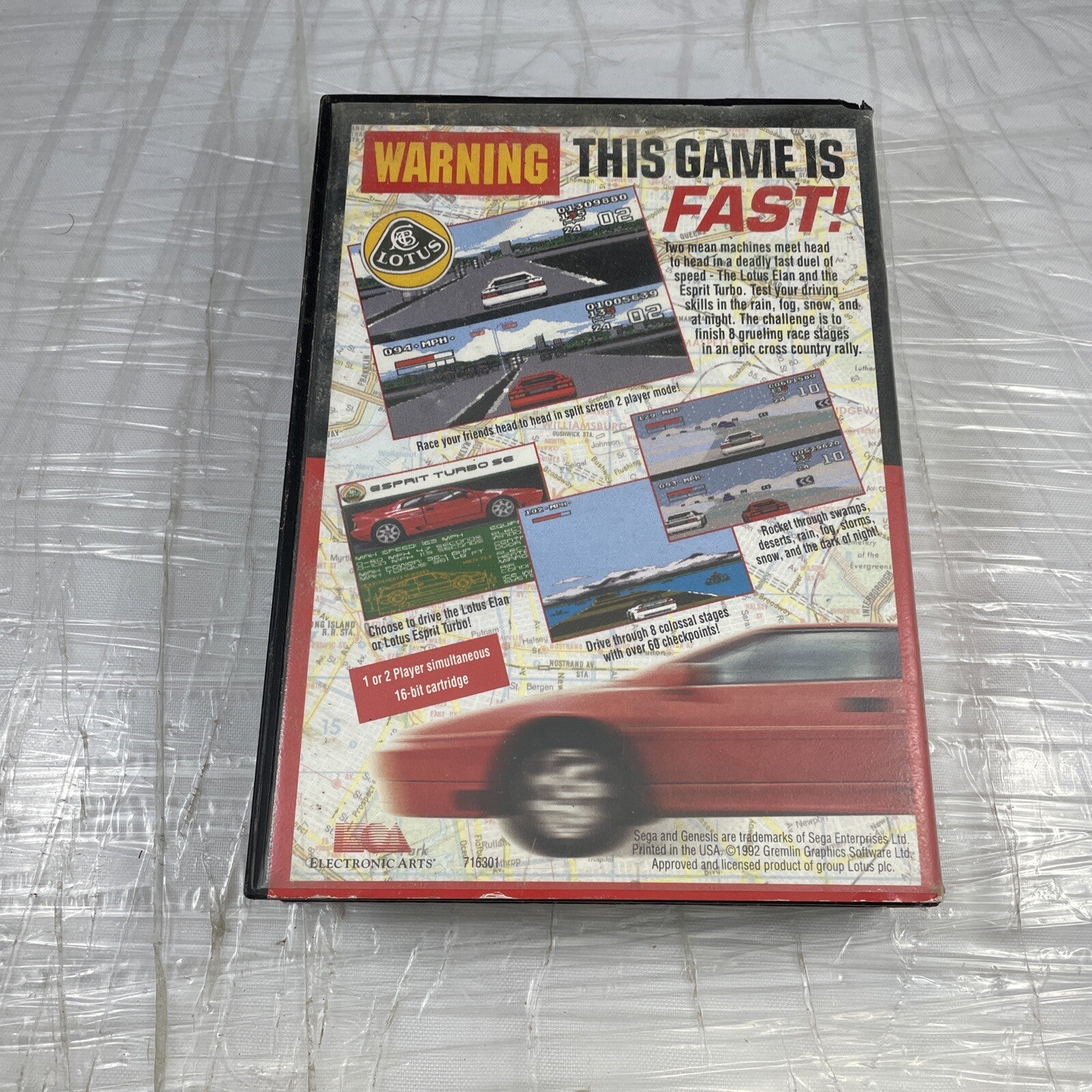 Lotus Turbo Challenge (Sega Genesis 1992) Case And Game Only- Tested