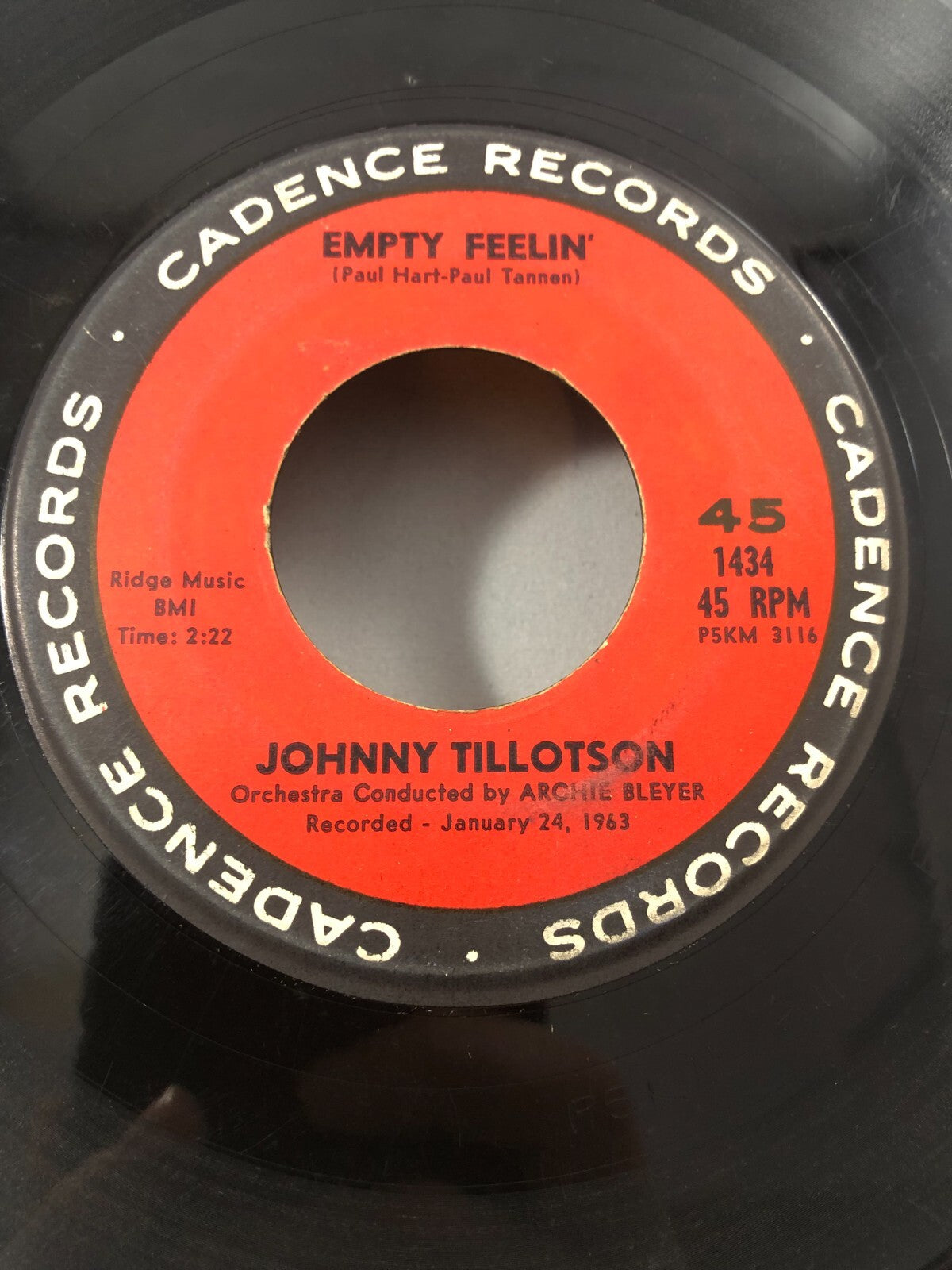 JOHNNY TILLOTSON  45 Cadence 1960'S  POP  funny time slips  FIRST PRESS  G