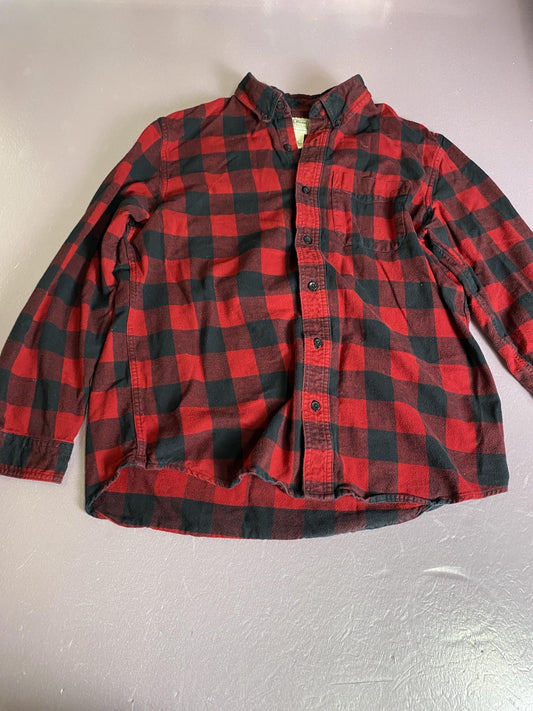 L.L. Bean Shirt Mens Large Red Plaid Flannel Button Front Long Sleeve Casual