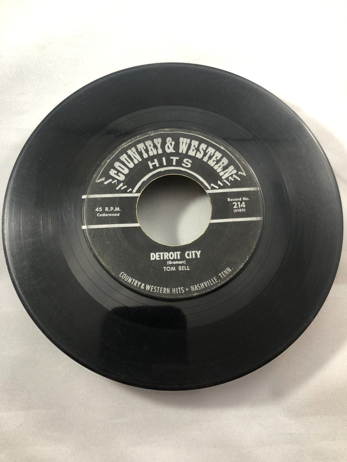 TOM BELL- Detroit City/Am I that Easy to Forget 45 G Country & Western Hits 214