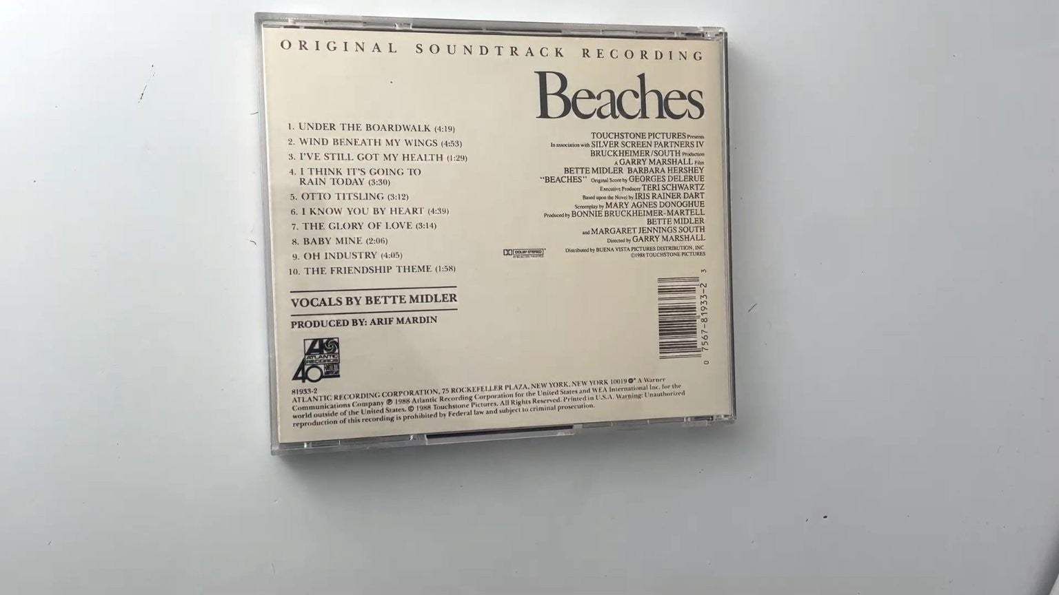 Bette Midler - Beaches Original Soundtrack CD 1988 Pop Atlantic