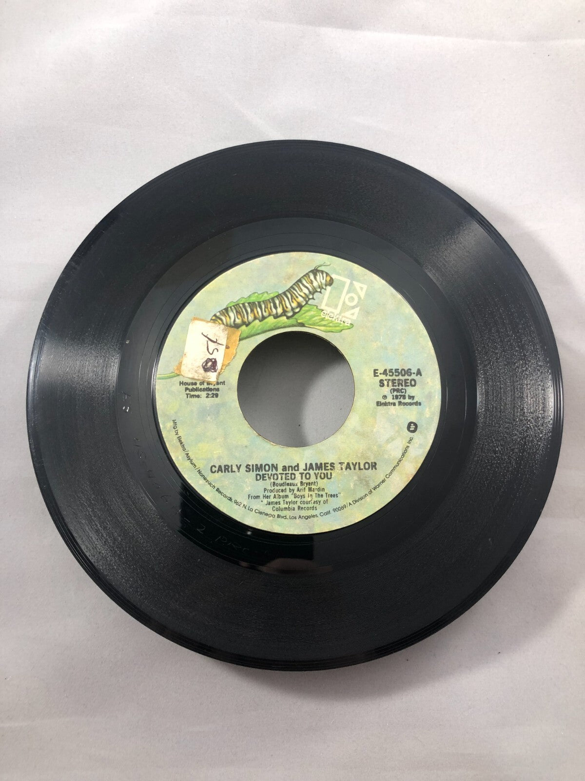 CARLY SIMON & JAMES TAYLOR DEVOTED TO YOU/BOYS IN THE TREES USED 45RPM VINYL