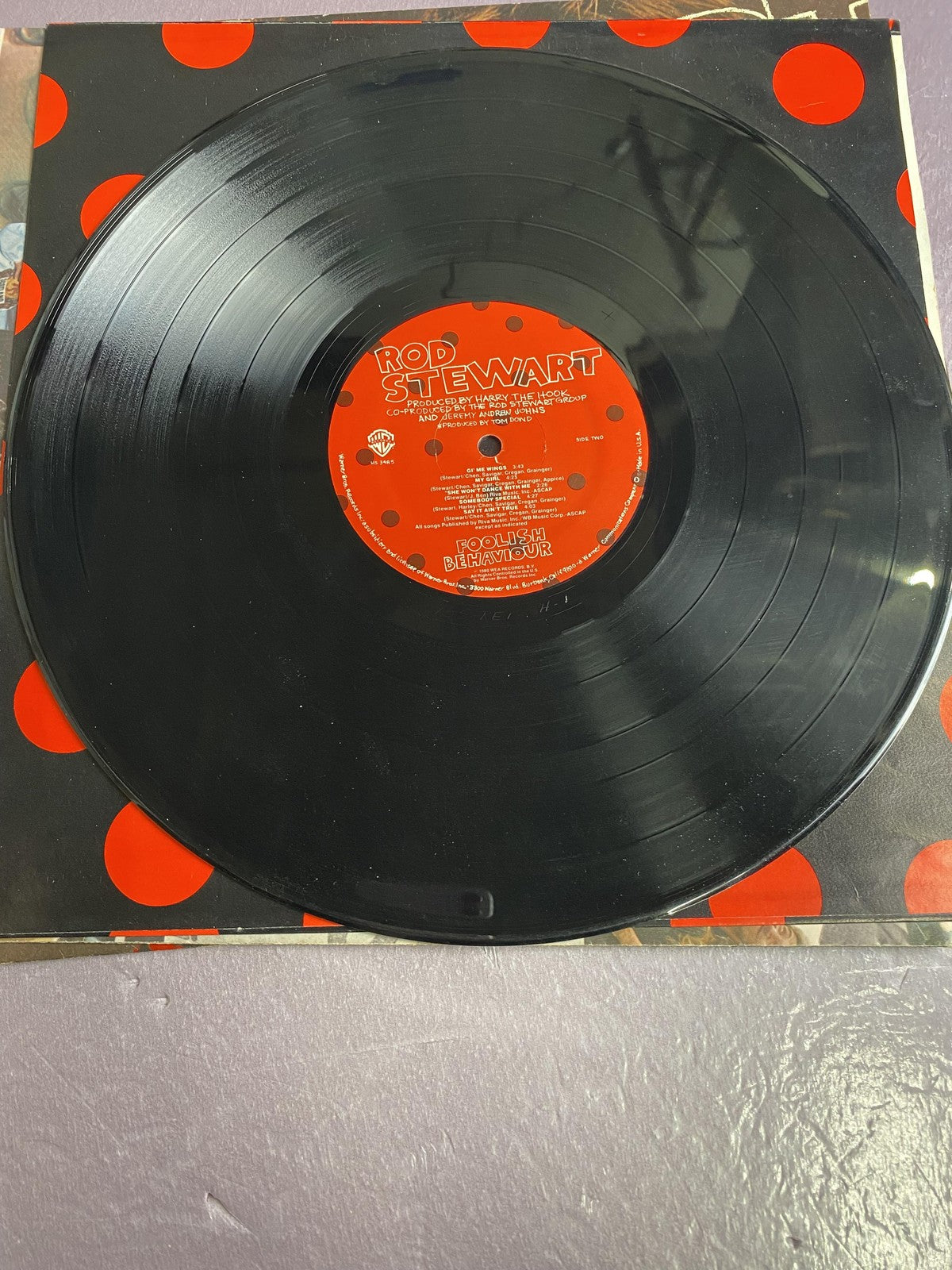 Vintage Rod Stewart Foolish Behaviour 12" Black Vinyl LP 1980 Warner Rock Pop