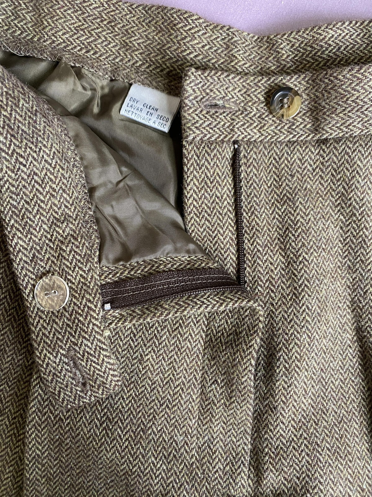 Evan Picone Dress Pants Womens 8 Brown Tweed Herringbone Pleated Cuffed Lined