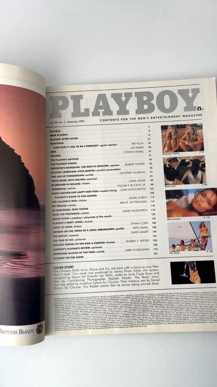 Playboy January 1993 Barbi Twins Steve Martin Ethan Coen Illustrated