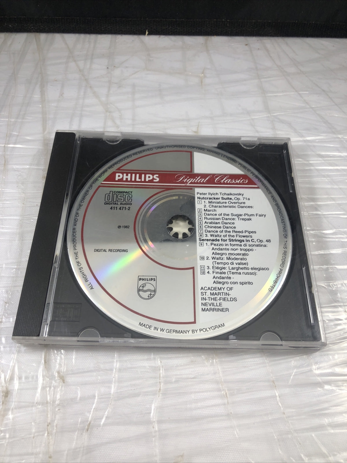 TCHAIKOVSKY Piano Nutcracker Suite Serenade Strings PHILIPS CD SOLID SILVER 1989