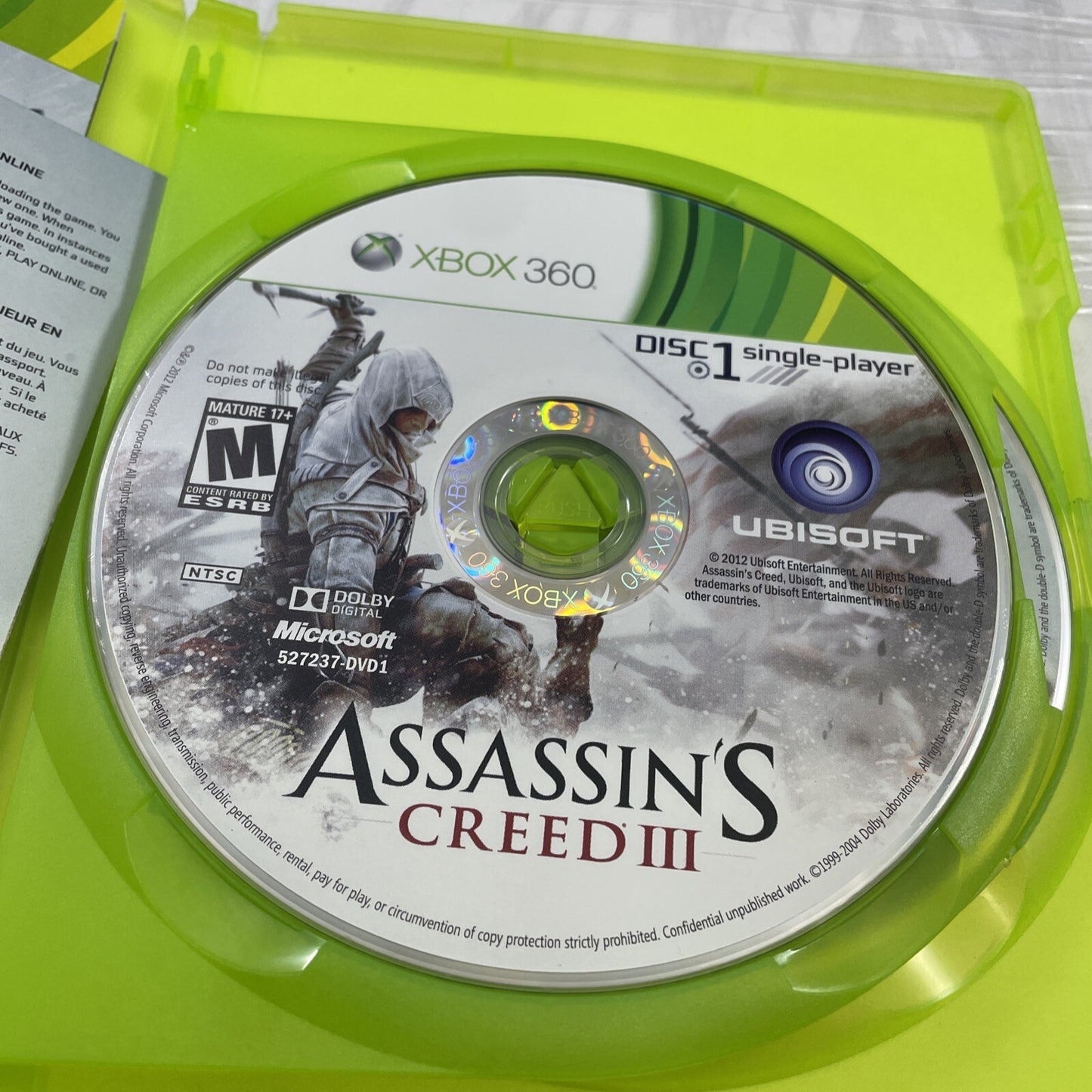 Assassin's Creed III (Microsoft Xbox 360, 2012) GameStop Edition VERY GOOD