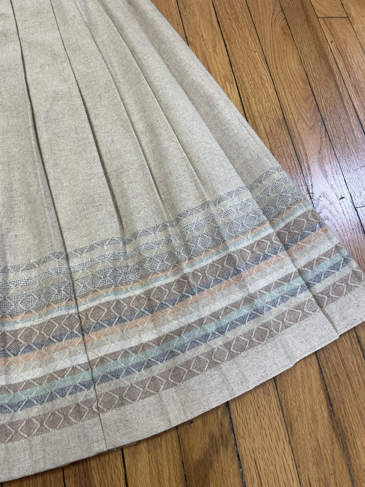 Vintage Pleated Wool Blend Skirt Womens Medium Geometric Pattern Classic 90s