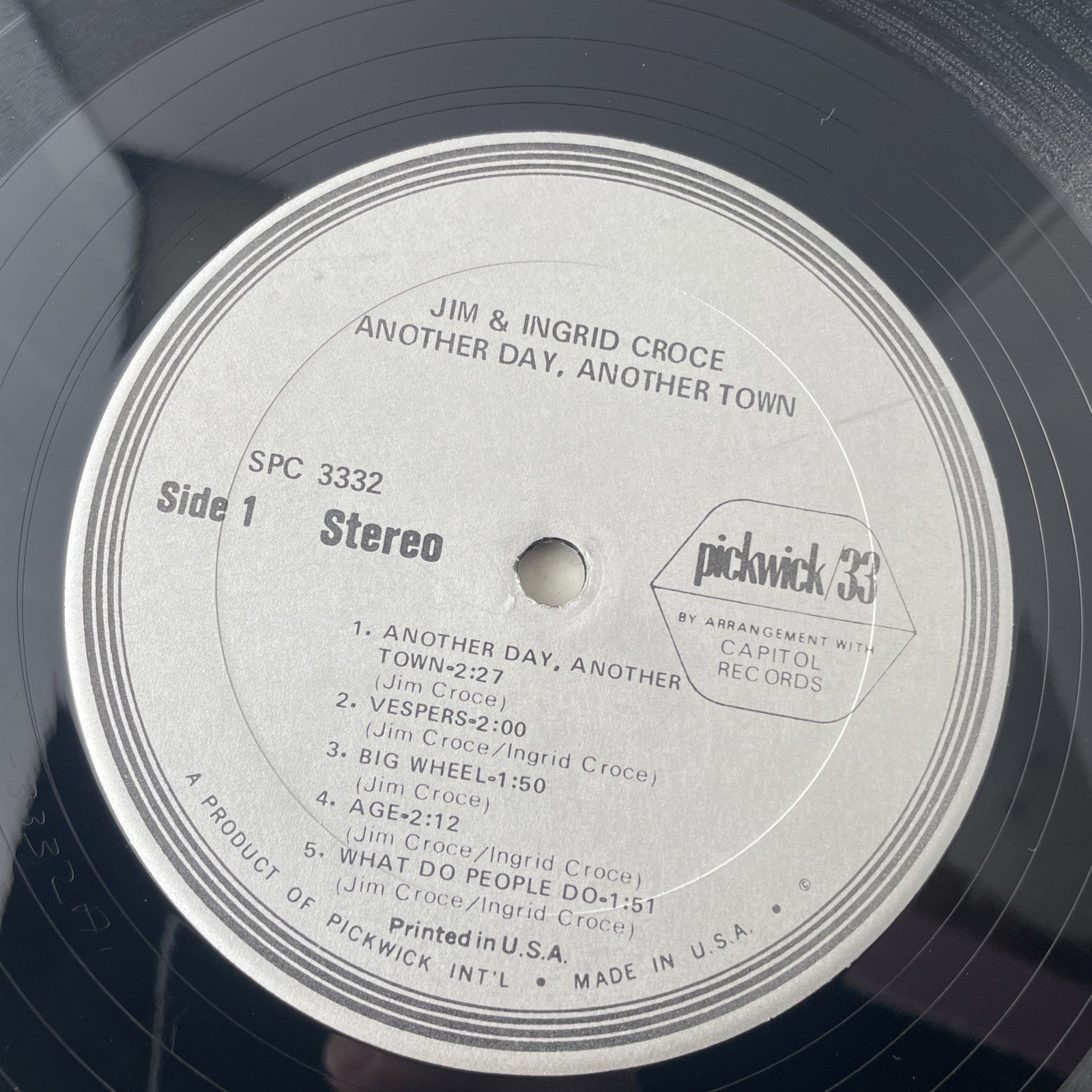 Jim & Ingrid Croce - Another Day Another Town  - 1974  - SPC 3332 - POP ROCK