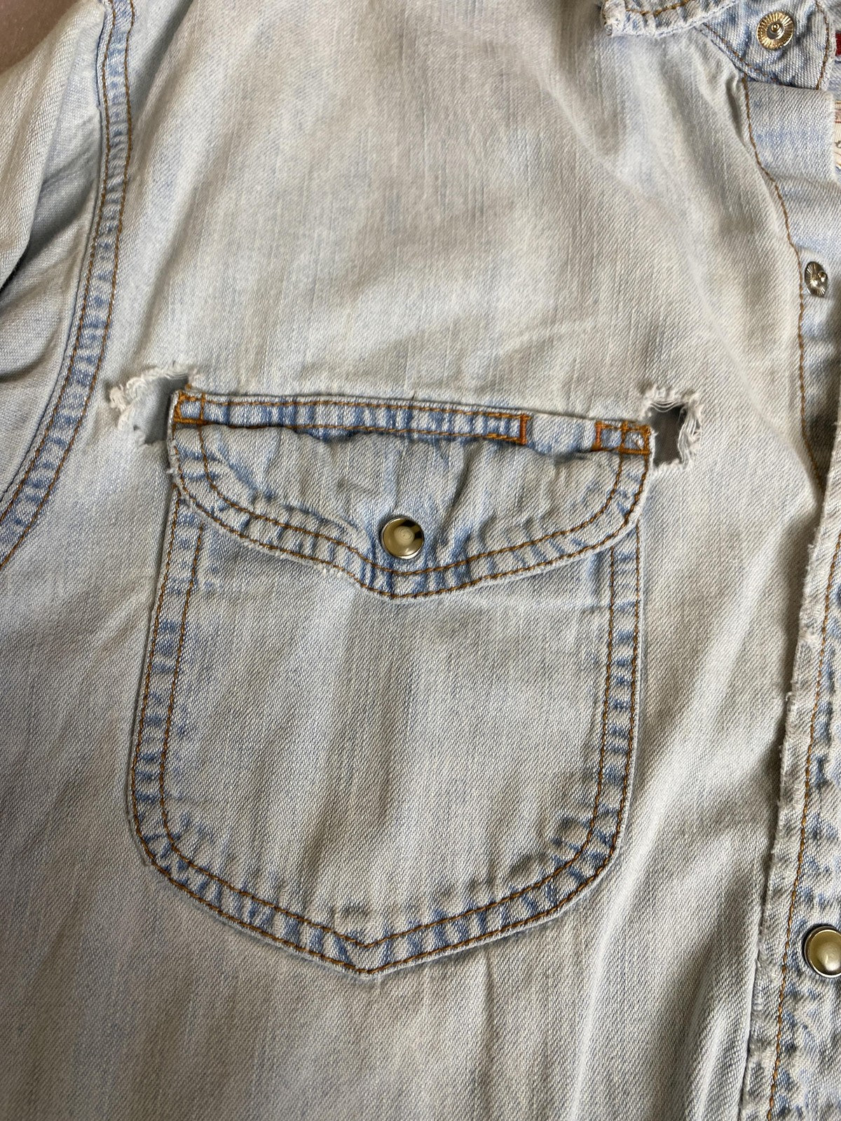 Levi Strauss Signature Shirt Mens Small Blue Snap Button Long Sleeve Western