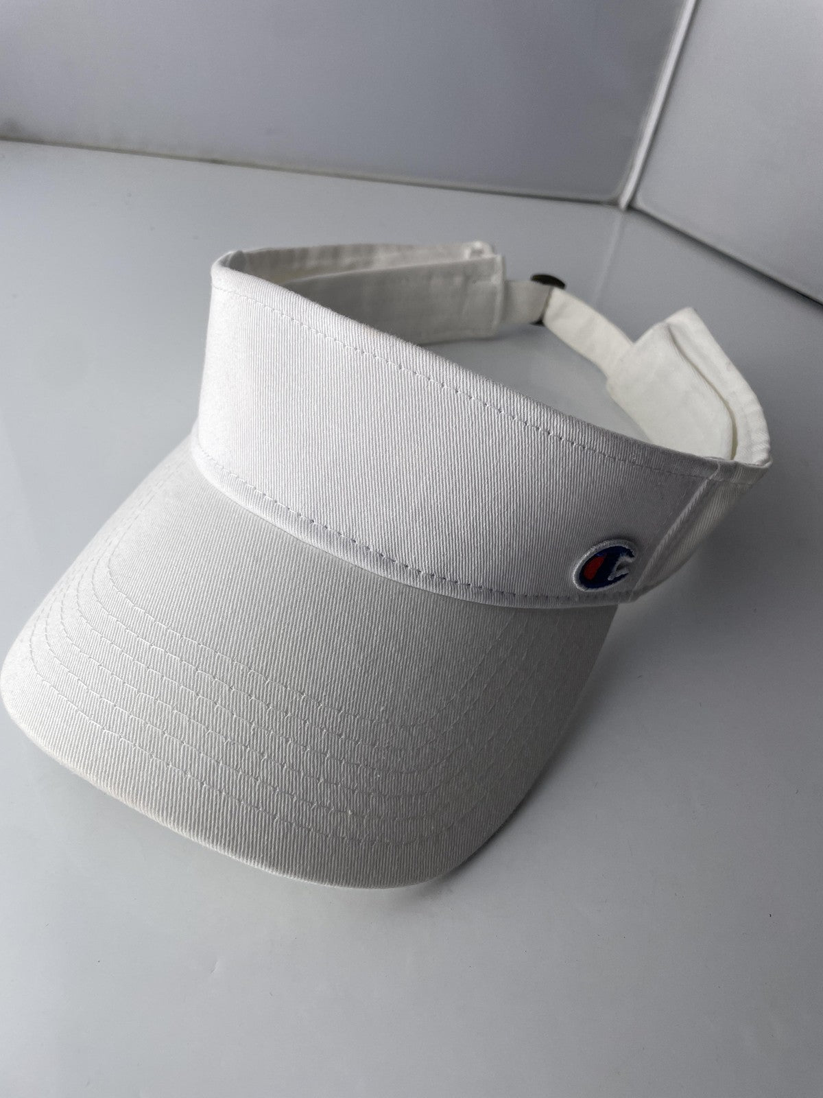 Champion Hat Visor Strap Back White Embroidered C Logo Golf Tennis Sport Mens