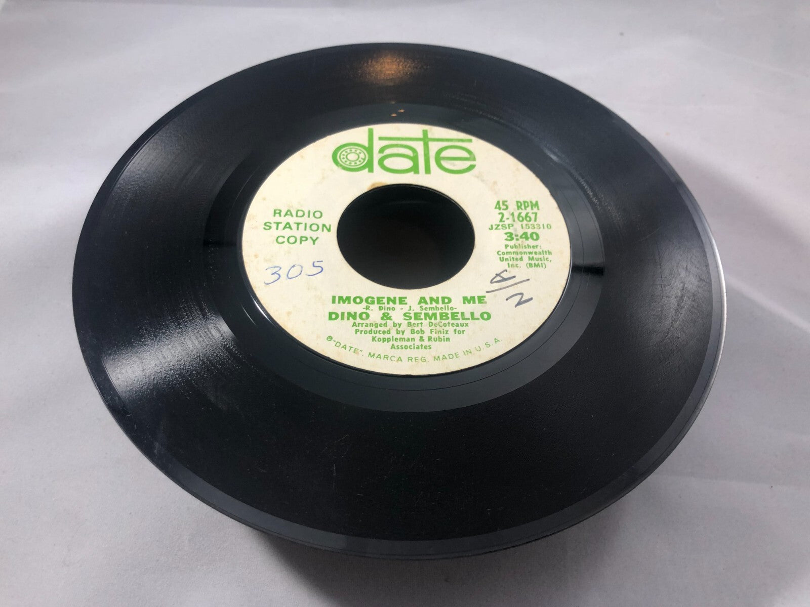 Rock Promo 45 Dino & Sembello - See The Light / Imogene And Me On Date VG PROMO