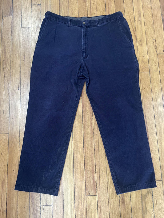 Haggar Pants Mens 38x30 Navy Blue Corduroy Classic Fit Cotton Casual Trousers