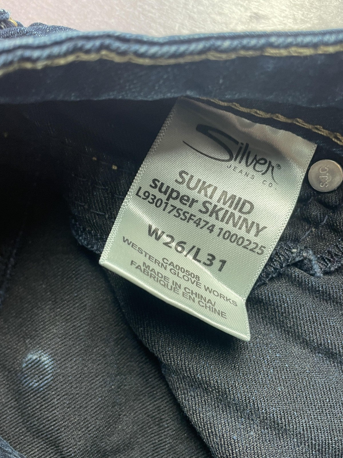 Silver Jeans Co Jeans Womens 26x31 Blue Suki Super Skinny Embroidered Dark Wash