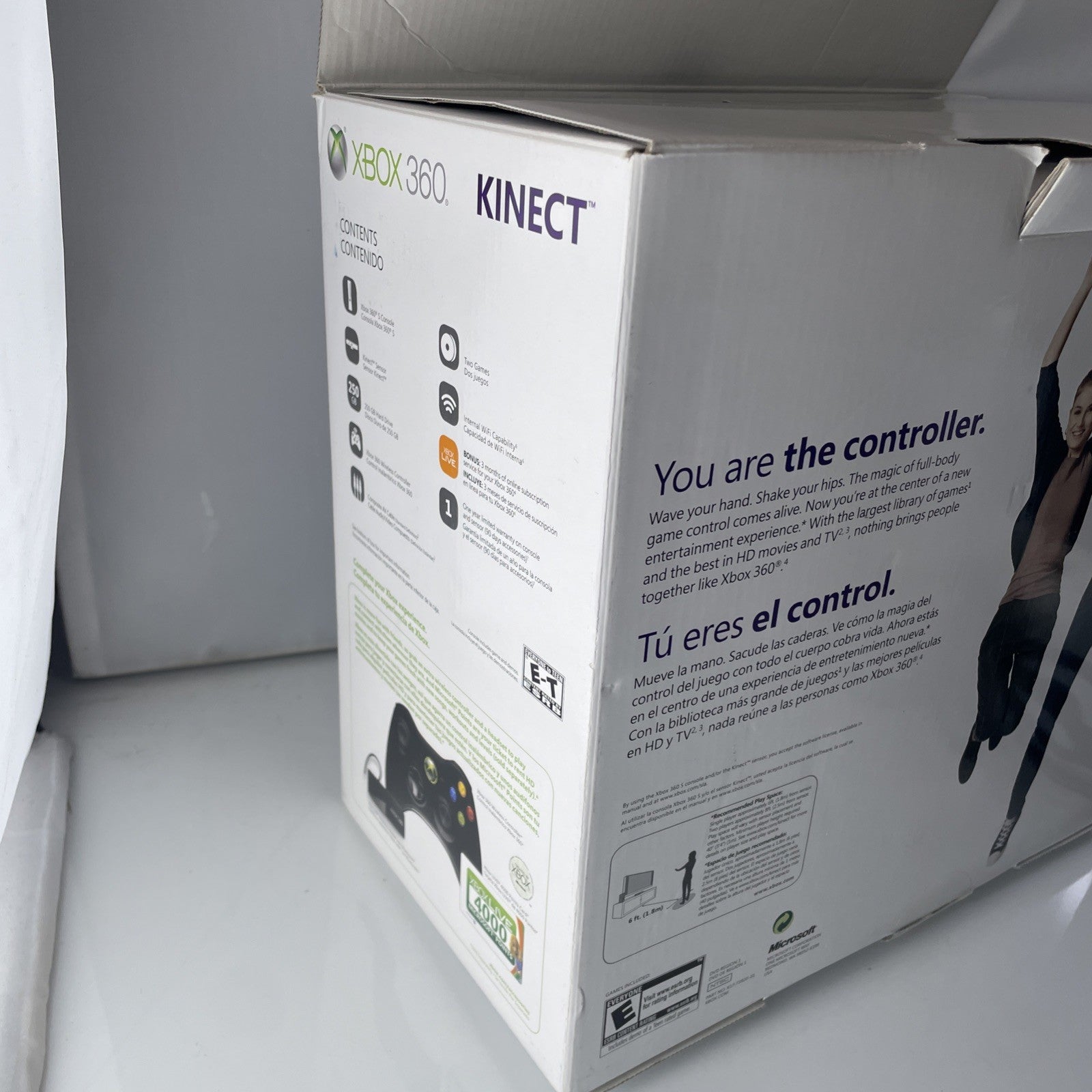 XBOX 360 Kinect System 250GB Bundle with Box, Console, Controller, Power, WORKS!