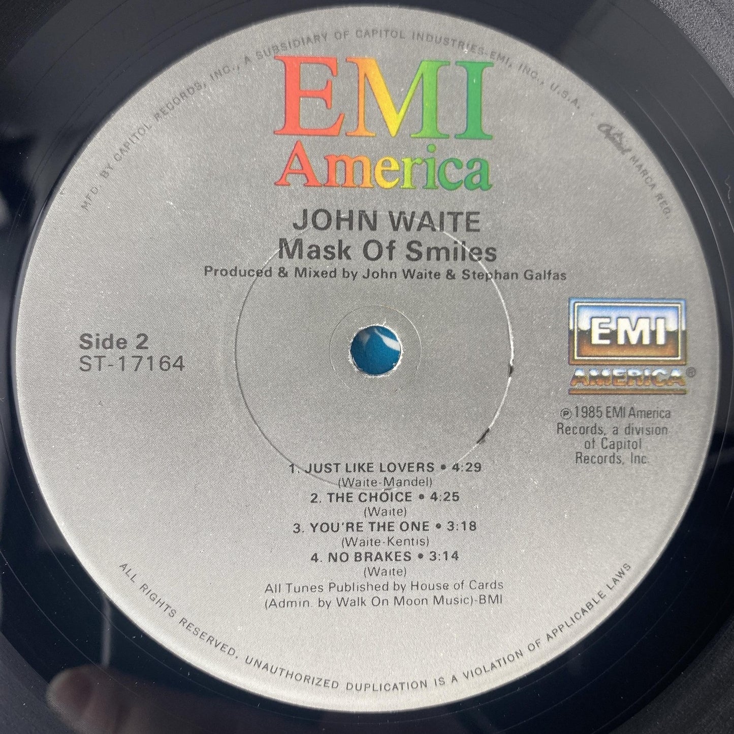 Vintage John Waite Mask Of Smiles 12" Black Vinyl LP 1985 EMI Pop Rock Album