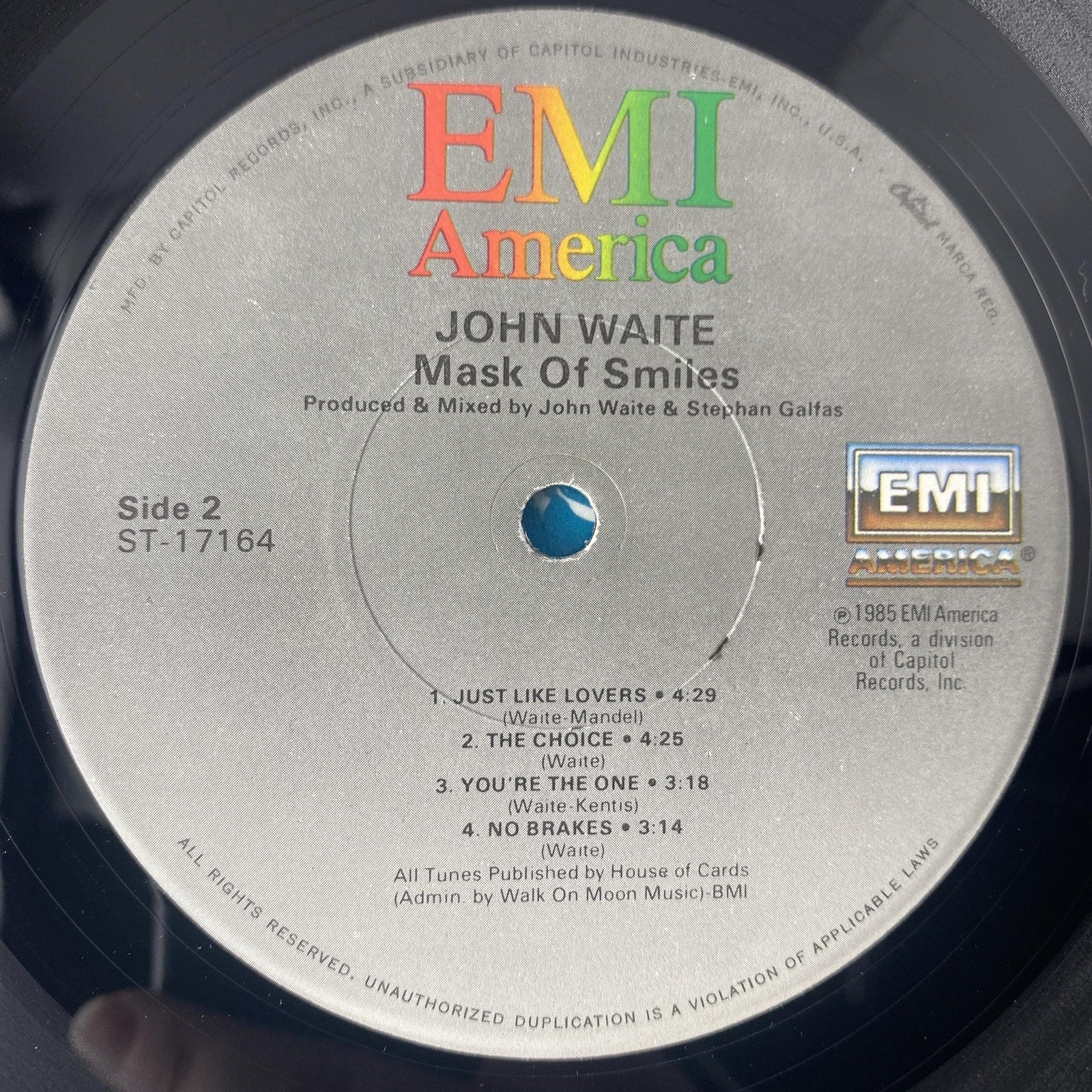 Vintage John Waite Mask Of Smiles 12" Black Vinyl LP 1985 EMI Pop Rock Album