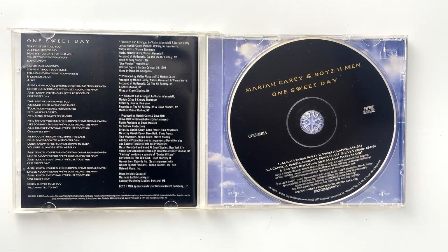 Mariah Carey & Boyz II Men - One Sweet Day CD 1995 Live Version R&B Columbia