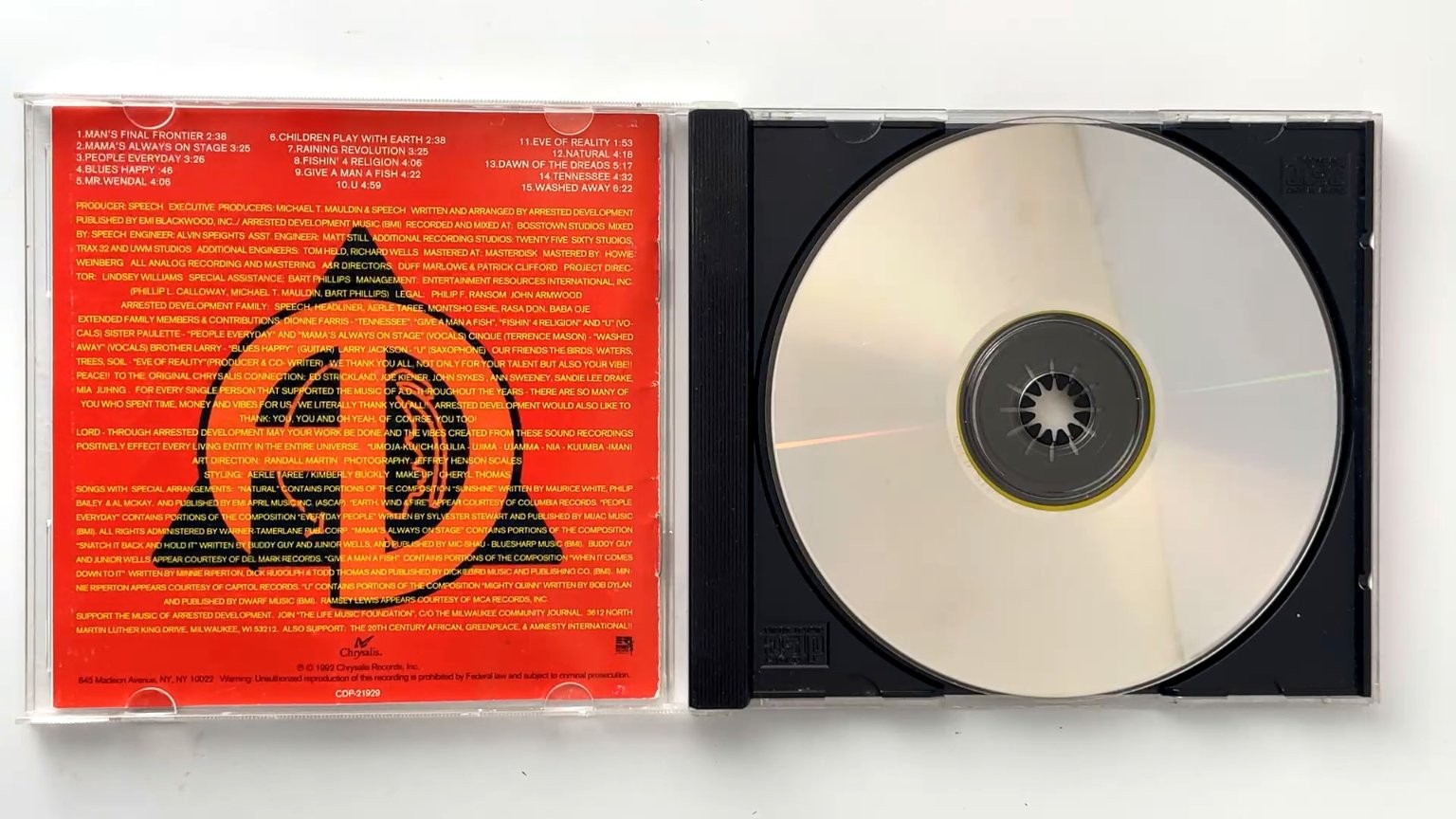 Arrested Development - 3 Years, 5 Months & 2 Days CD 1992 Hip Hop Chrysalis