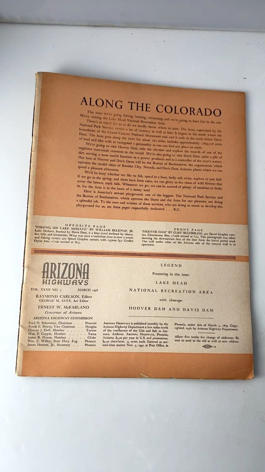 Arizona Highways Magazine March 1956 Vol. XXXII No. 1 Lake Mead Hoover Dam