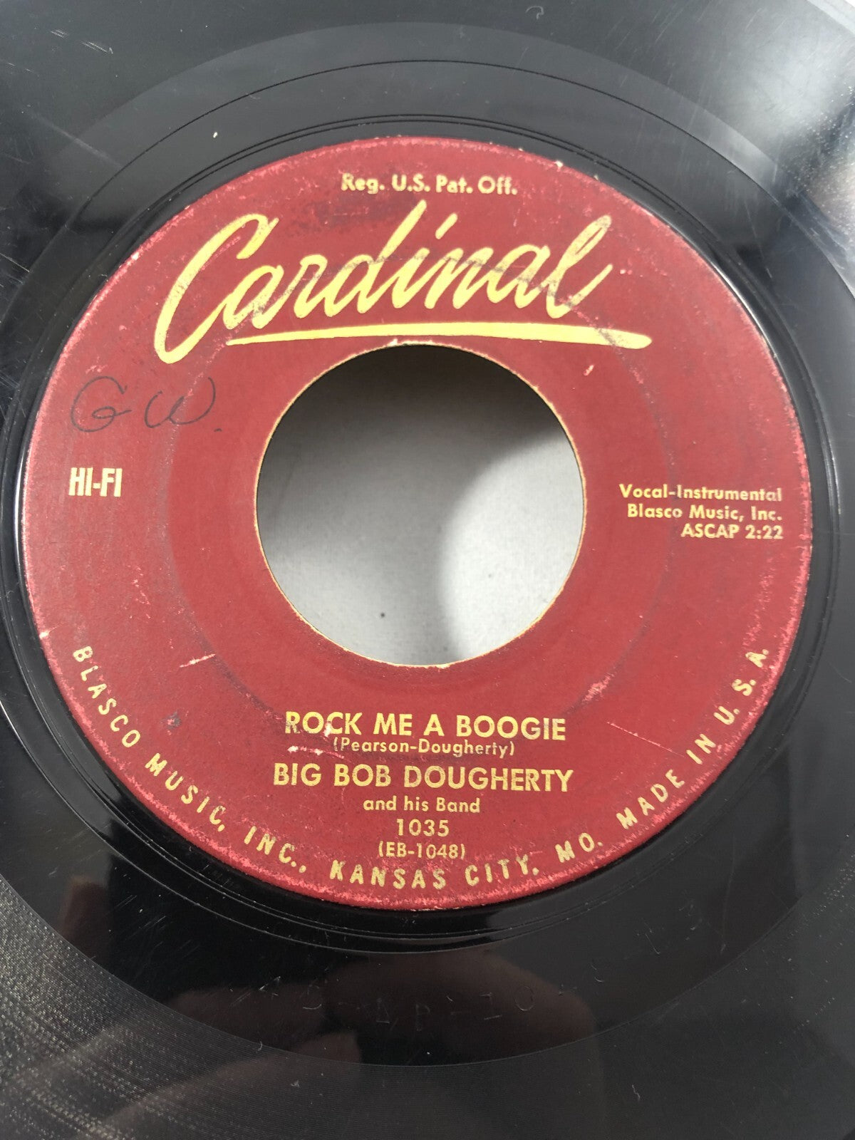 KANSAS CITY BLUES 1955 BIG BOB DOUGHERTY Rock Me A Boogie/Birmingham Jail 45rpm