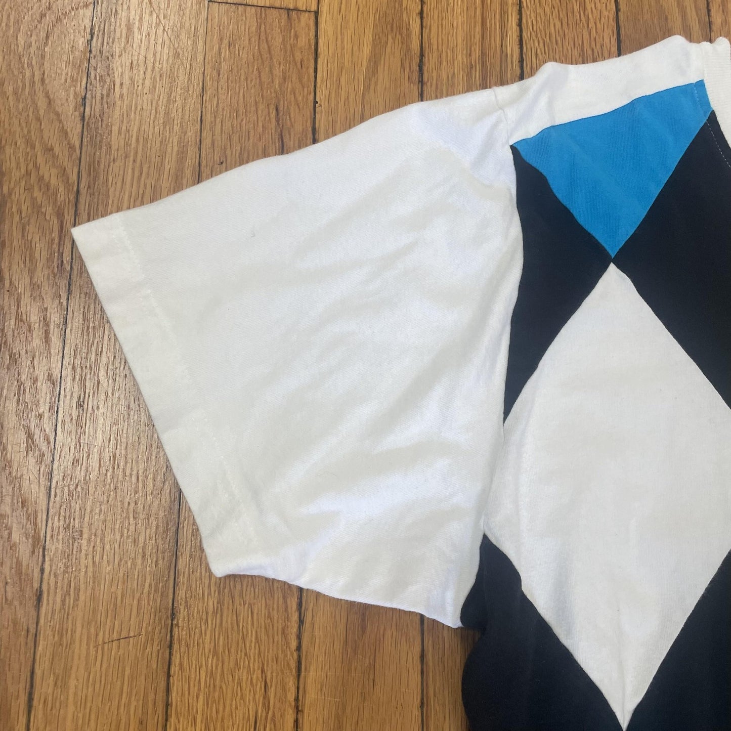 Vintage The Limited Shirt Mens Medium White Argyle Graphic Blue Yellow Black 90s