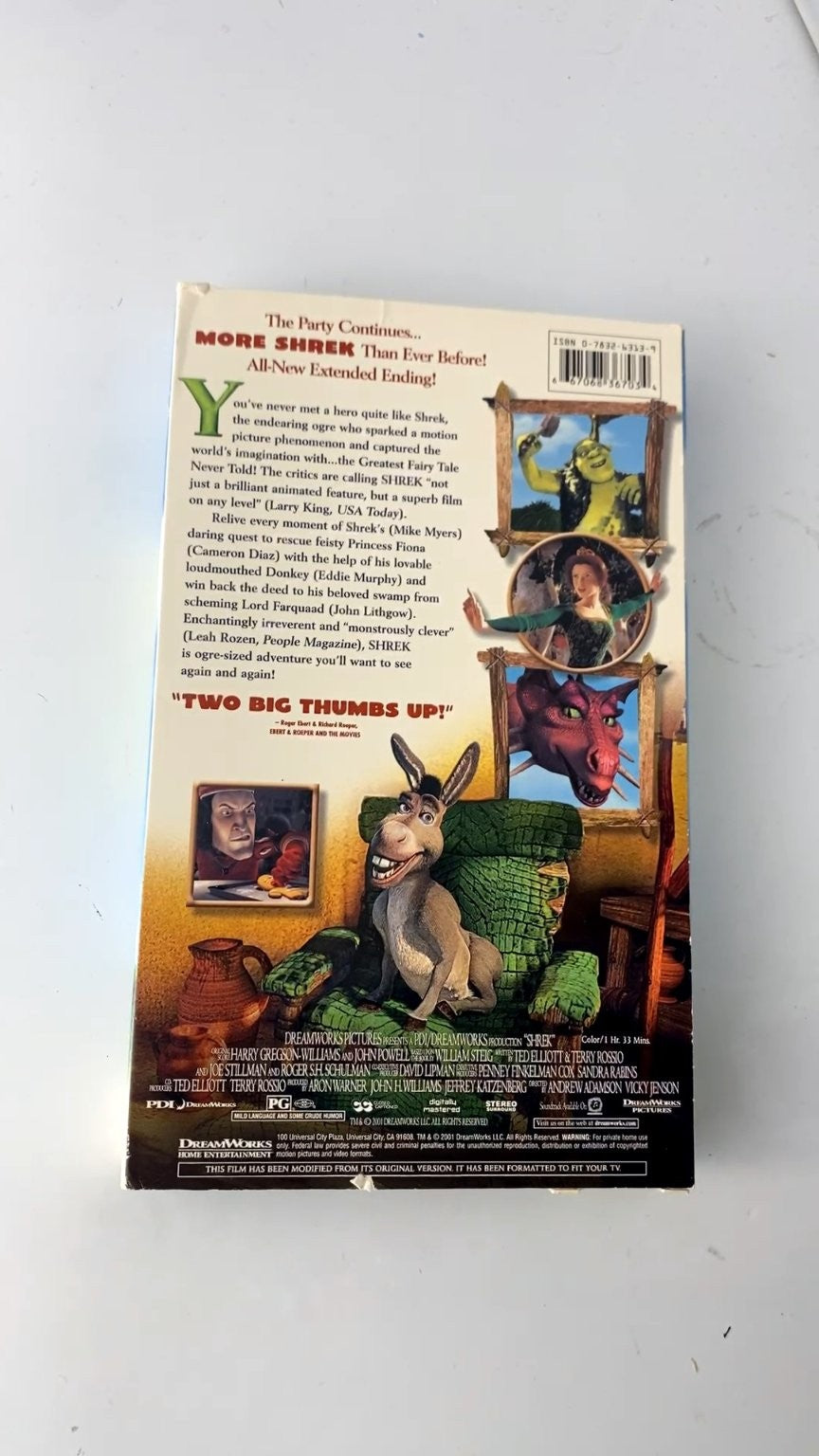 Shrek VHS 2001 Animated Fantasy Special Edition DreamWorks