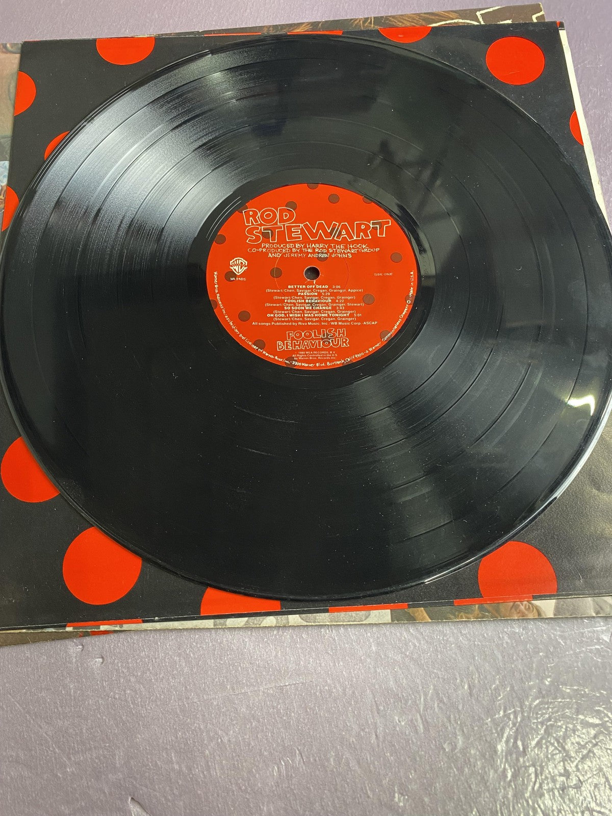 Vintage Rod Stewart Foolish Behaviour 12" Black Vinyl LP 1980 Warner Rock Pop