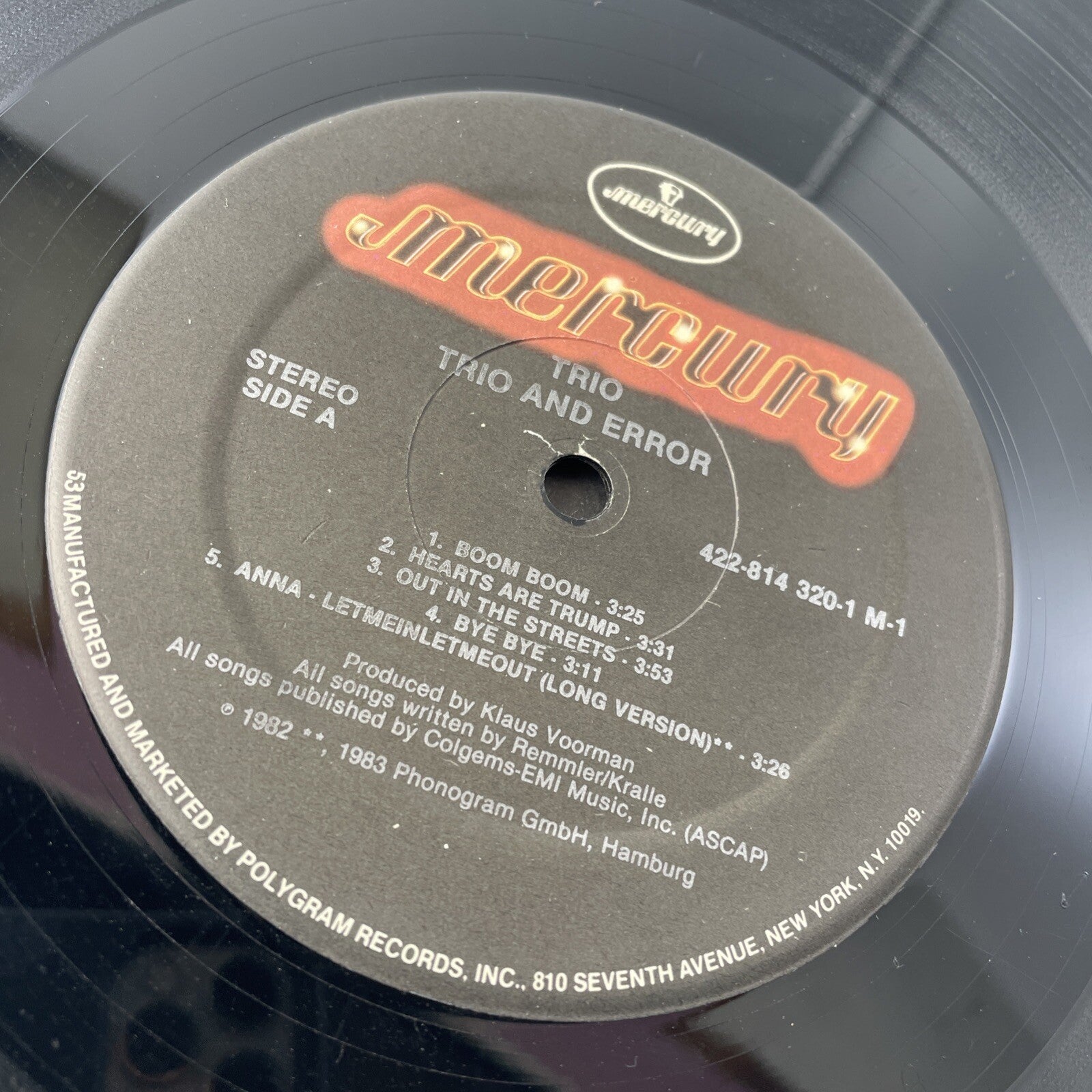 Trio - Trio and Error LP. 814 320-1. Mercury.  1983. VG vinyl -nice Rare Vintage