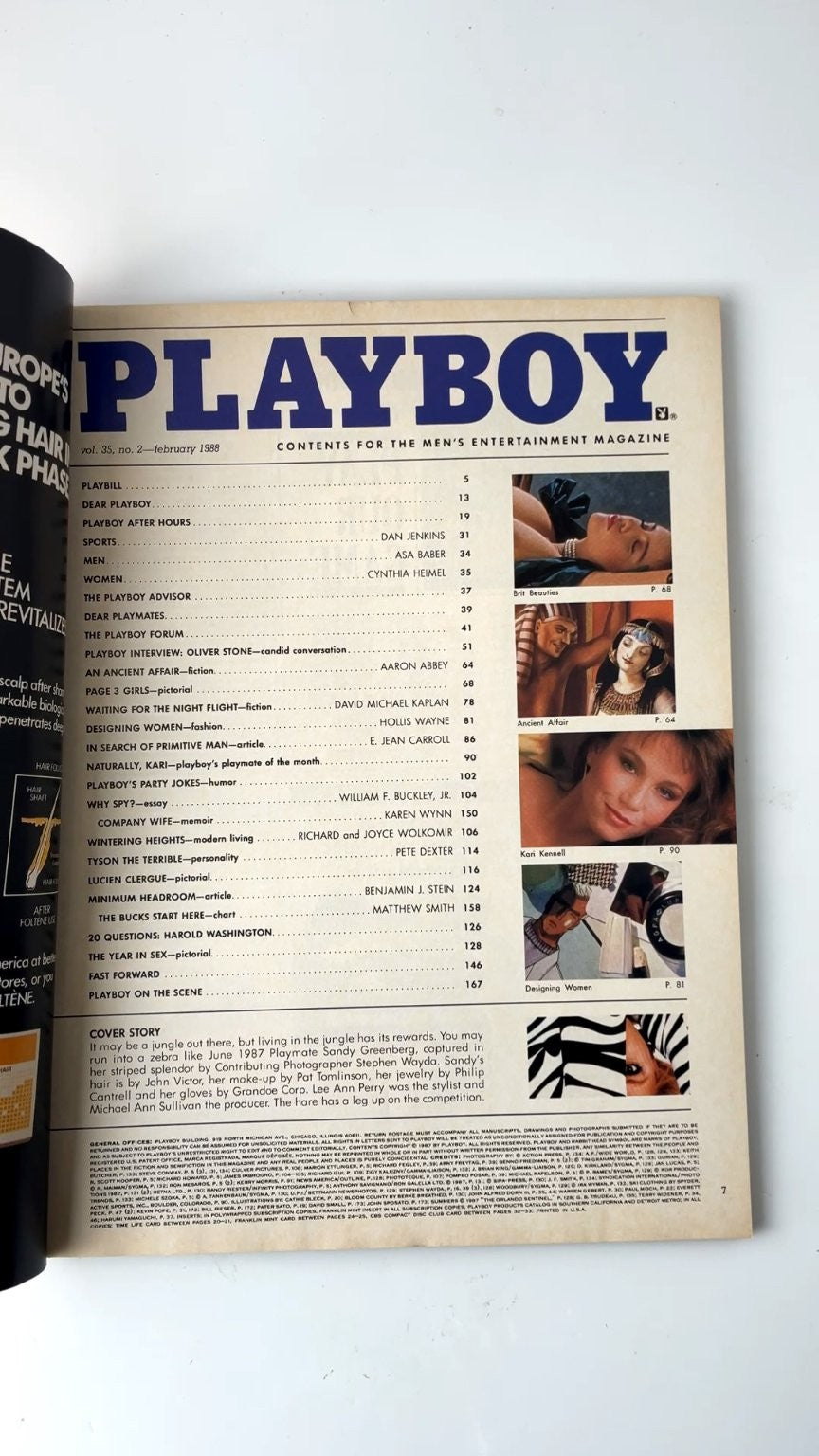 Playboy February 1988 Vol 35 No 2 Illustrated Oliver Stone Interview