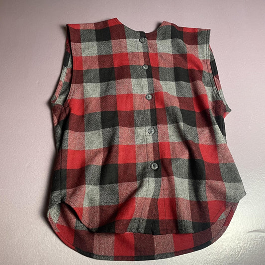Plaid Sleeveless Button Back Shirt Womens Medium Buffalo Check Blouse Top