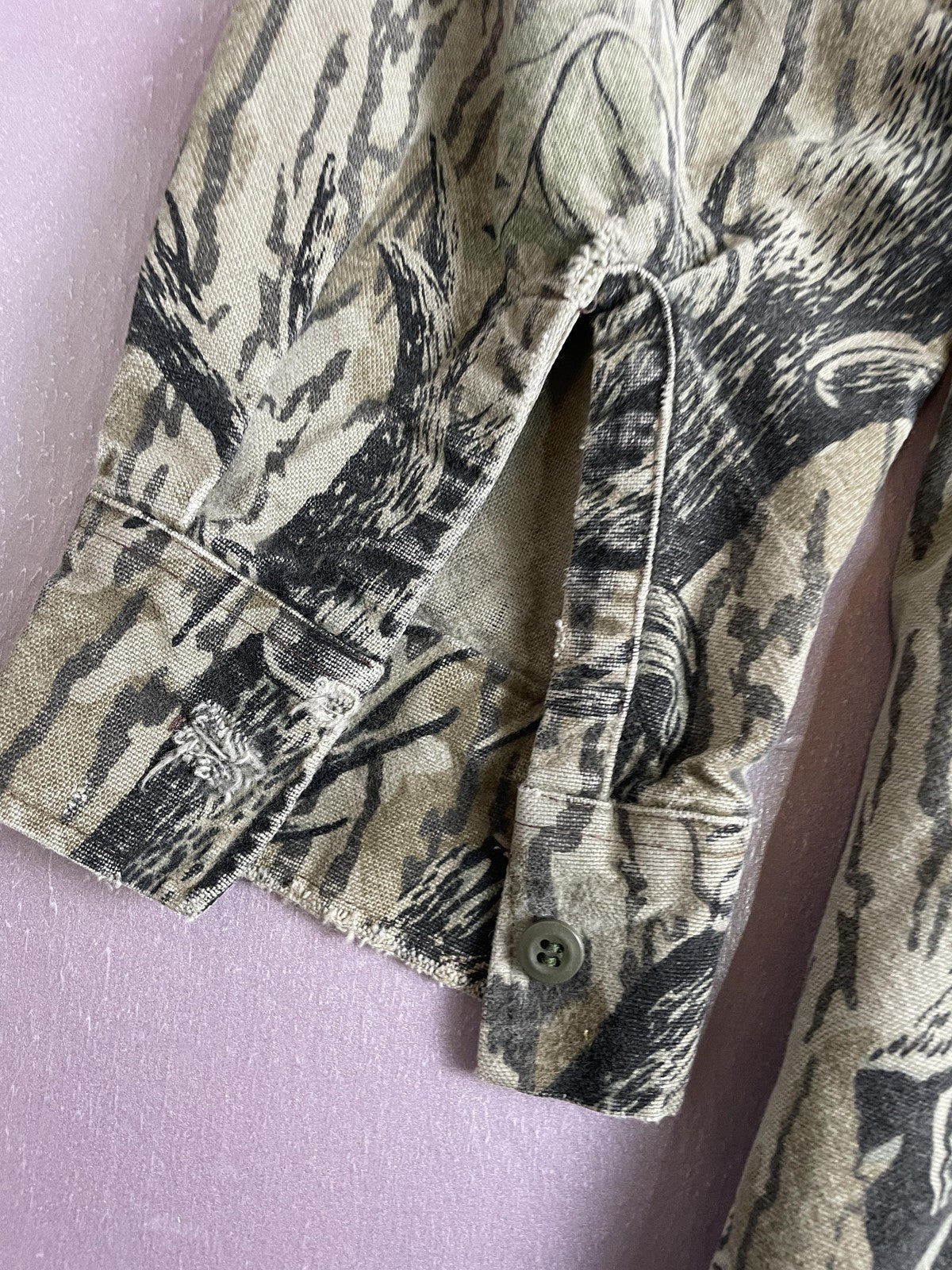 Vintage Mossy Oak Shirt Mens Medium Camou TREESTAND BARK Made USA 90s