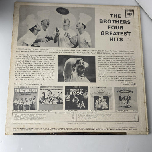 Vintage Brothers Four Greatest Hits 12" Black Vinyl LP 1962 Columbia Folk