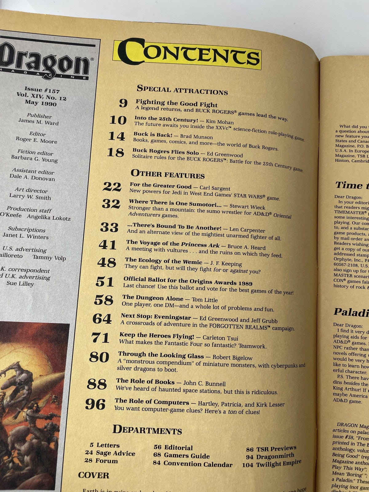 Vintage Dragon Magazine 157 May 1990 Buck Rogers XXVc AD&D D&D TSR RPG Sci-Fi