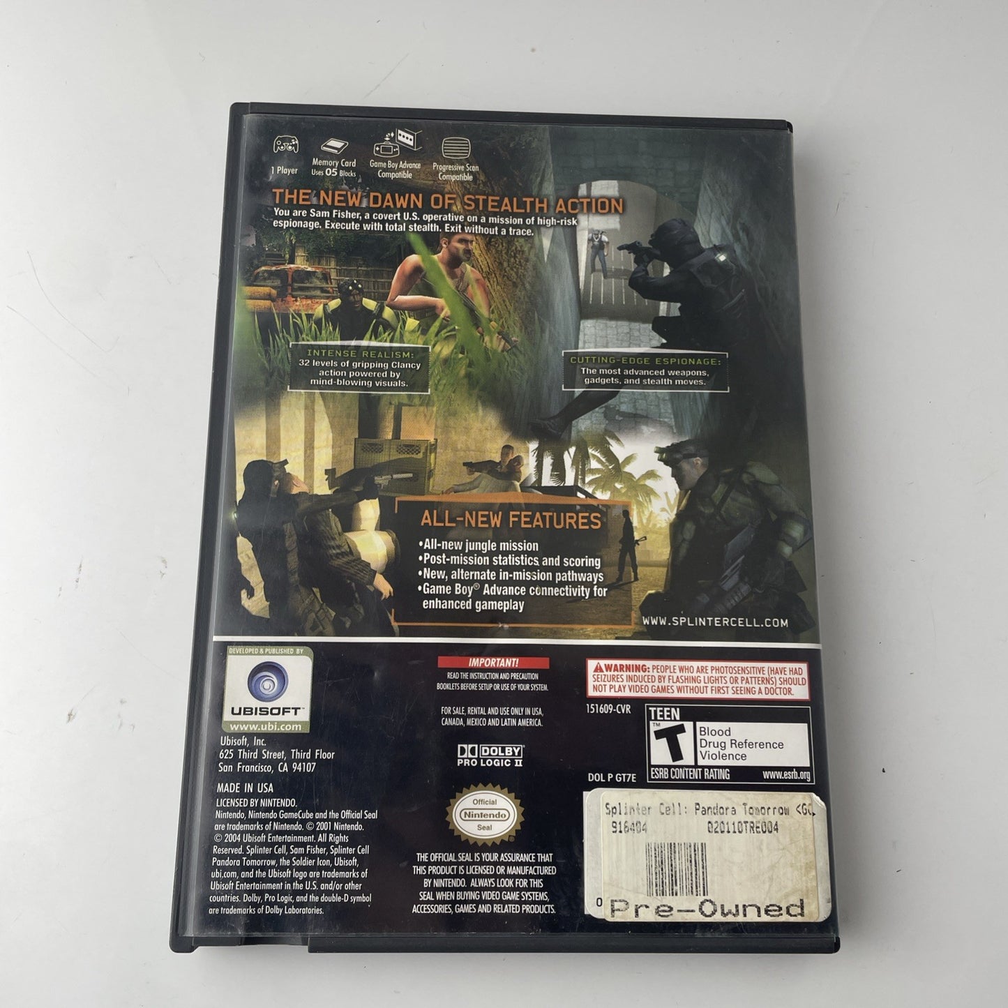 Tom Clancy's Splinter Cell: Pandora Tomorrow  Nintendo GameCube 2004 Complete