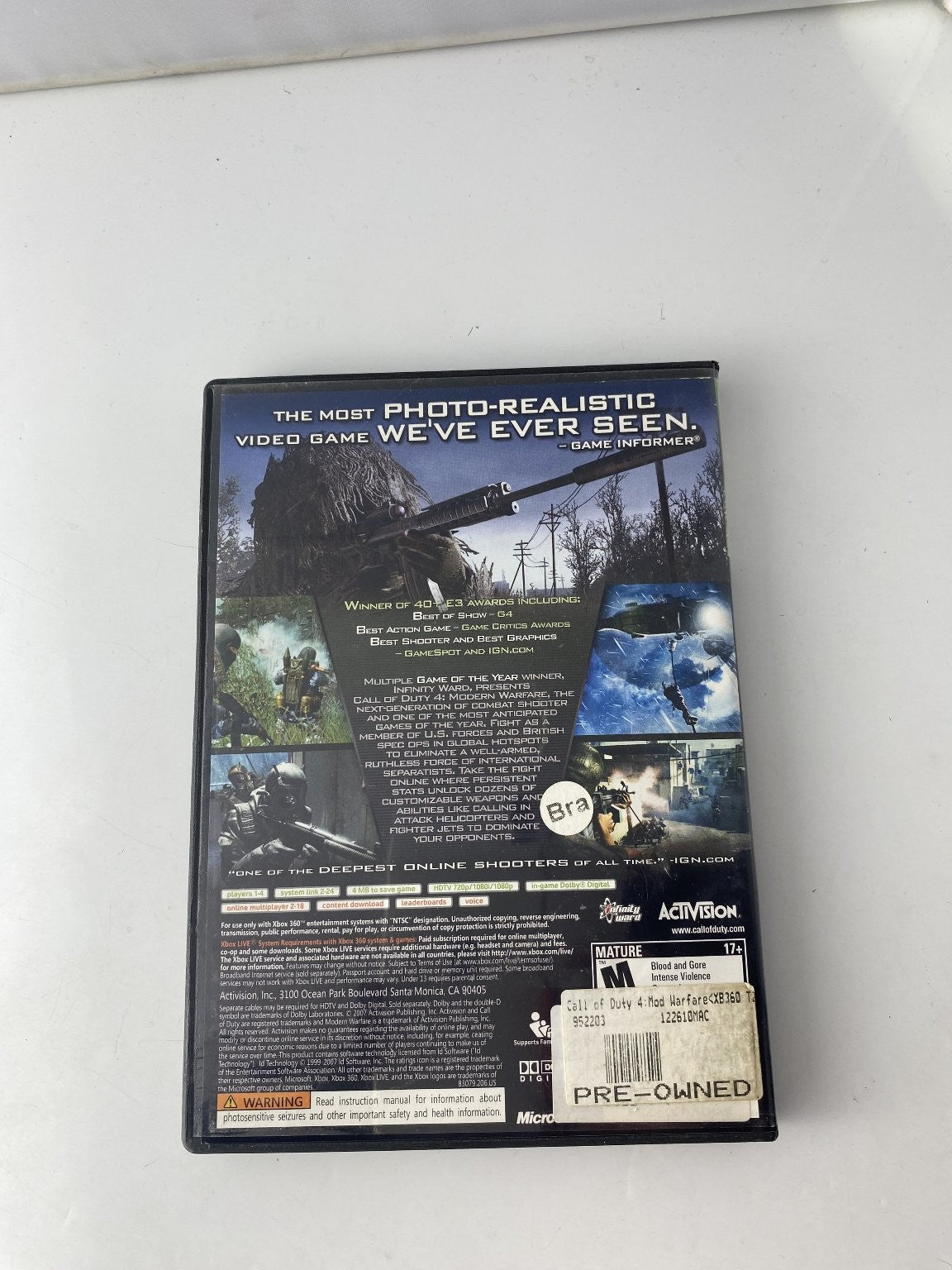 Call of Duty 4: Modern Warfare Game of the Year Edition Xbox 360 Video Game NTSC