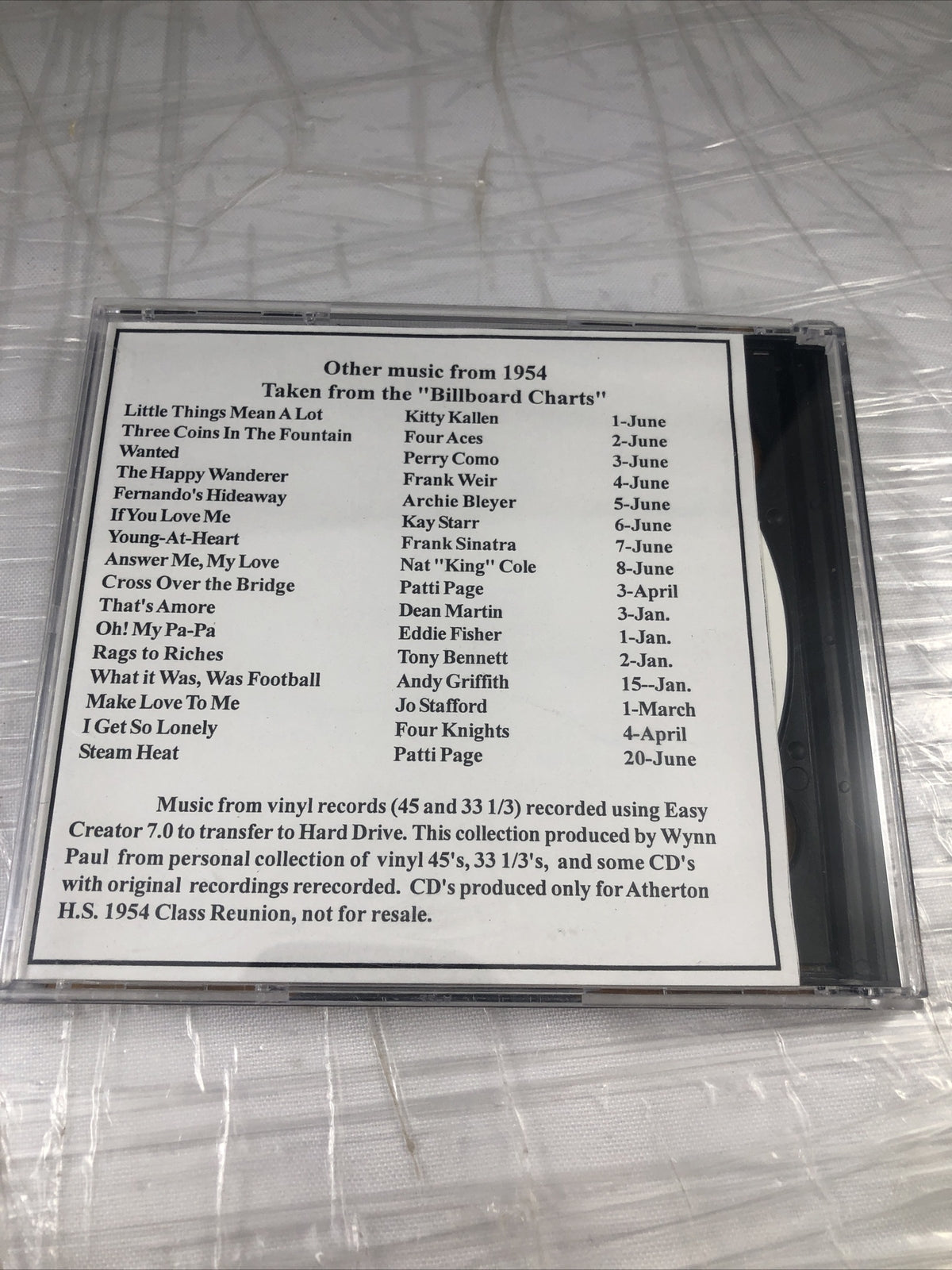 Atherton High School Louisville Kentucky 1954 Reunion Music CD Rare Selection!