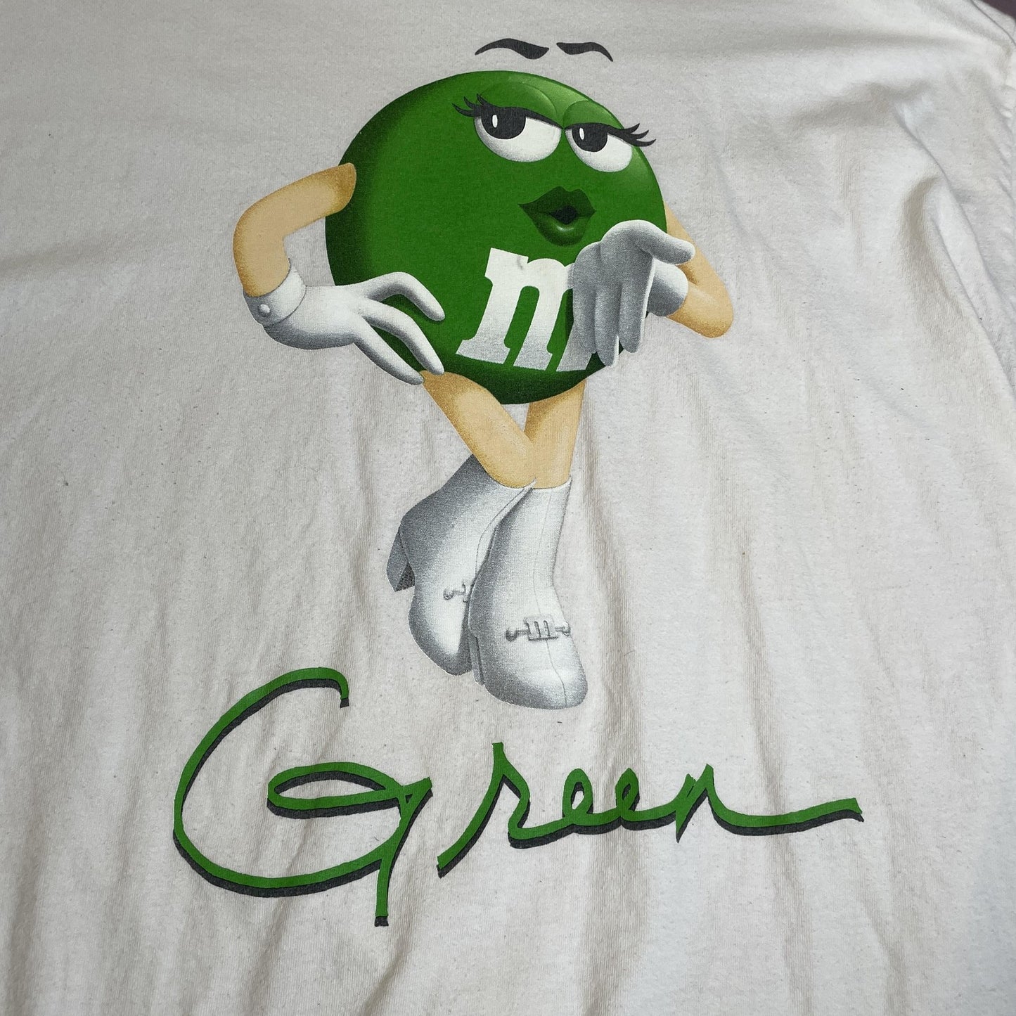 M&M's Shirt Mens 2XL White Green Character Graphic T-Shirt Tee Candy Mascot