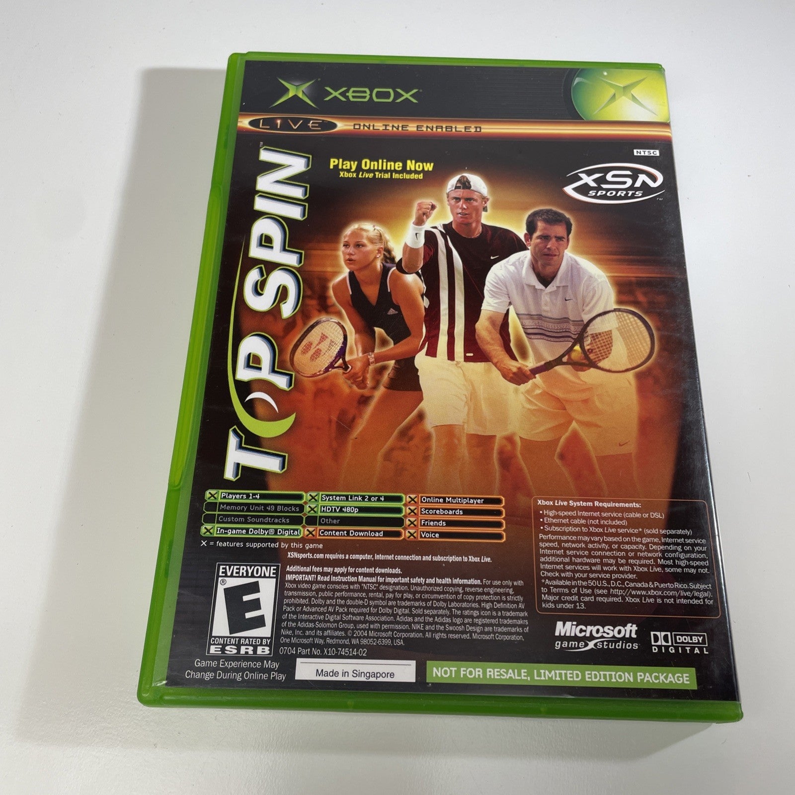 Tested NCAA Football/ Top Spin Tennis 2005 Original Xbox Game Complete 