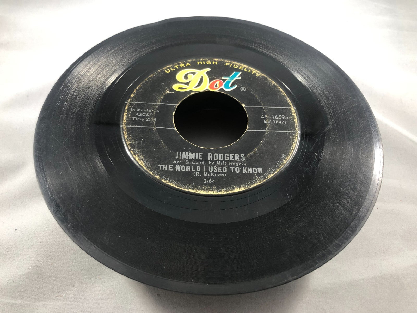 JIMMIE RODGERS...THE WORLD I USED TO KNOW / I FORGOT...45 RPM 7" VINYL RECORD G