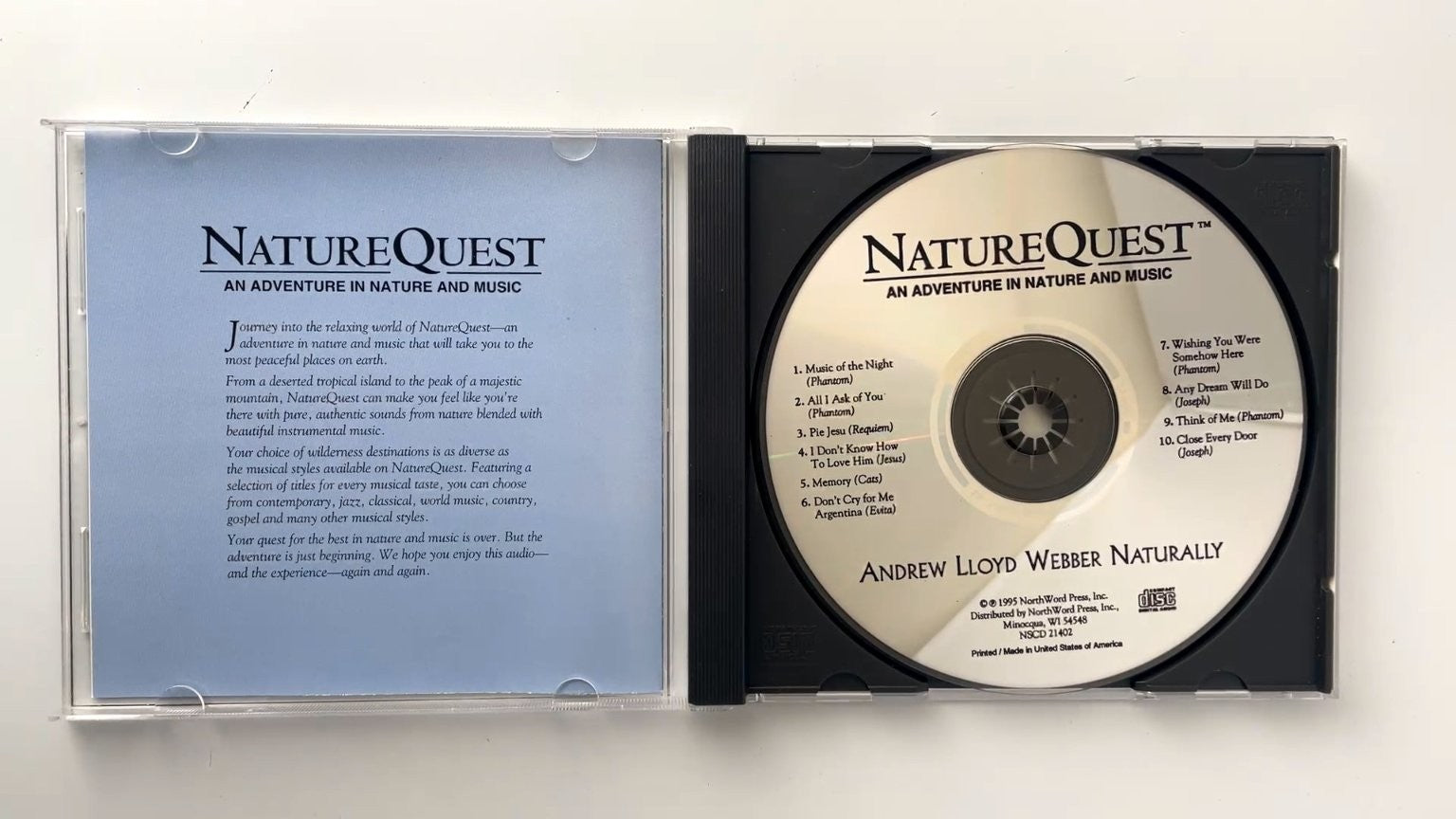 Andrew Lloyd Webber Naturally CD 1995 NatureQuest Relaxation Instrumental
