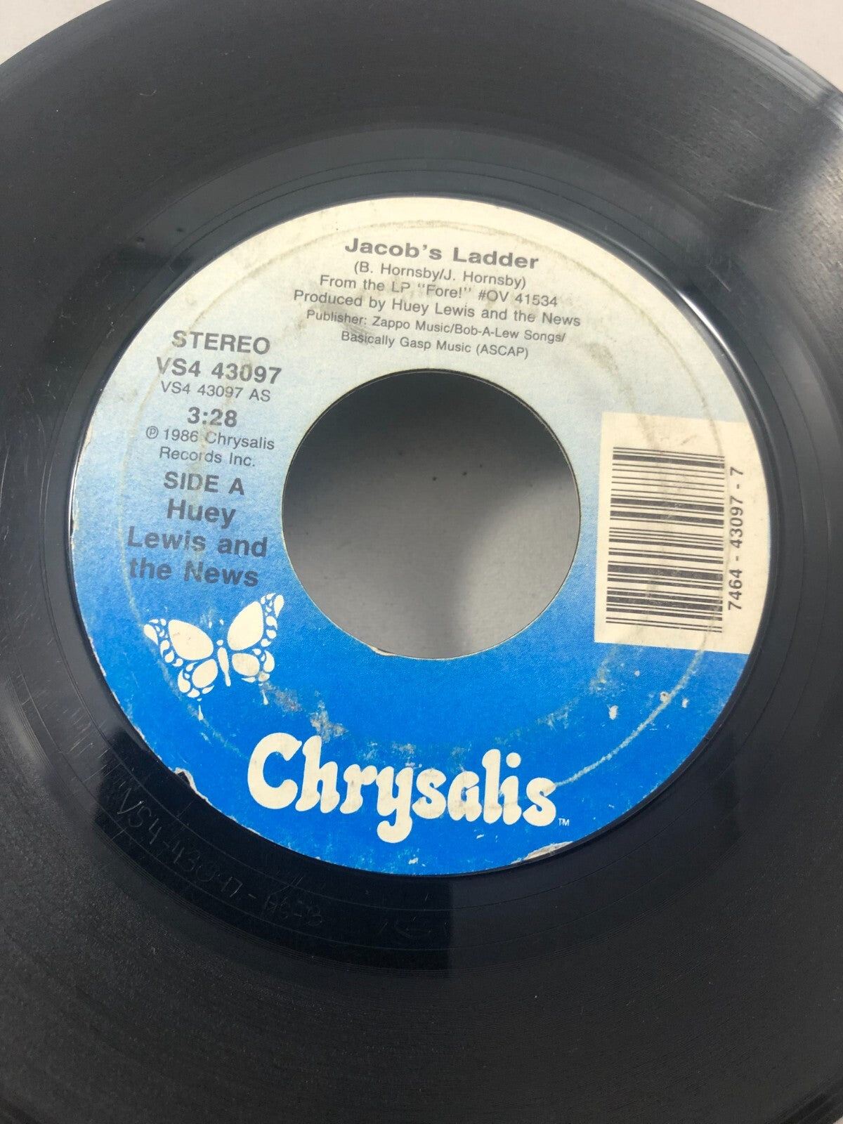Huey Lewis and The News The Heart of Rock n Roll / Jacob’s Ladder 45 rpm VG