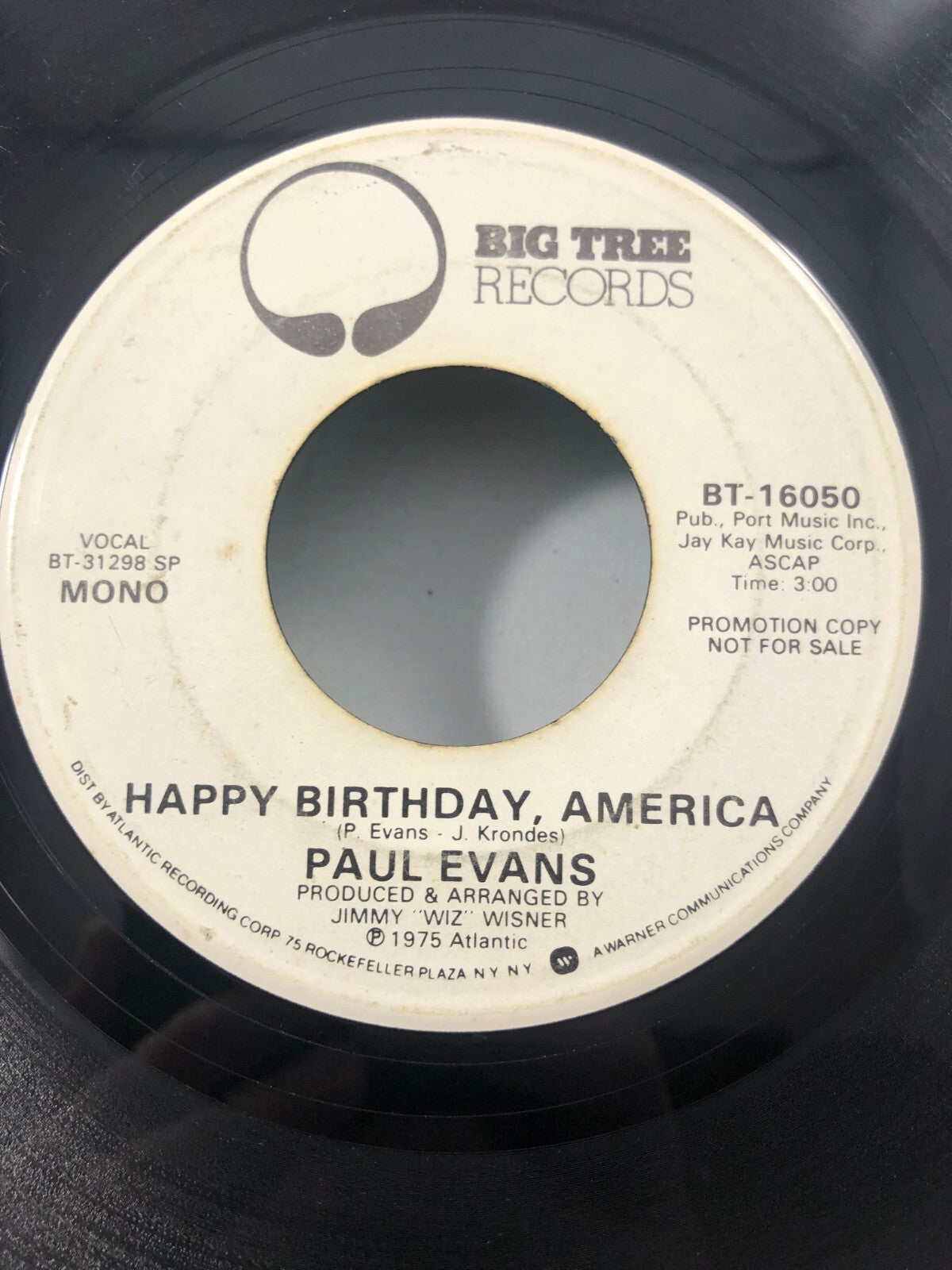 Paul Evans - Happy Birthday America 7" VG+ BT-16050 Vinyl 45 Promo