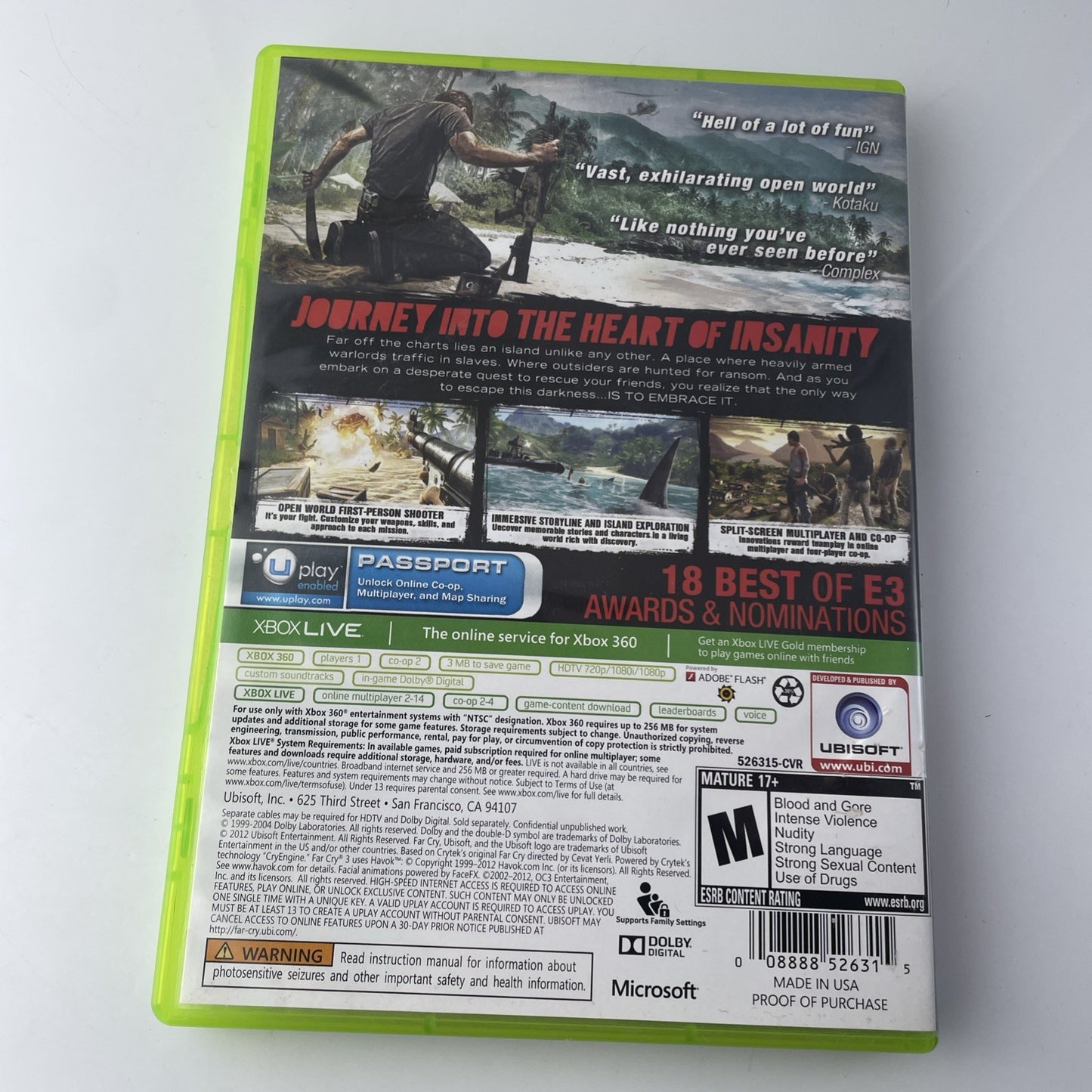 Far Cry 3 (Microsoft Xbox 360, 2012) Complete Game CIB w/ Manual Tested Working