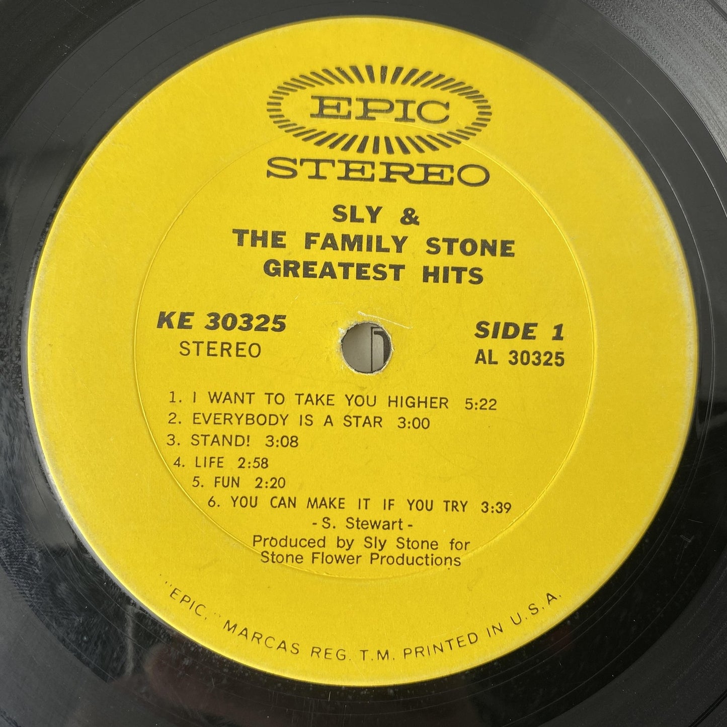 Vintage Sly & The Family Stone Greatest Hits 12" Black Vinyl LP 1970 Epic Funk