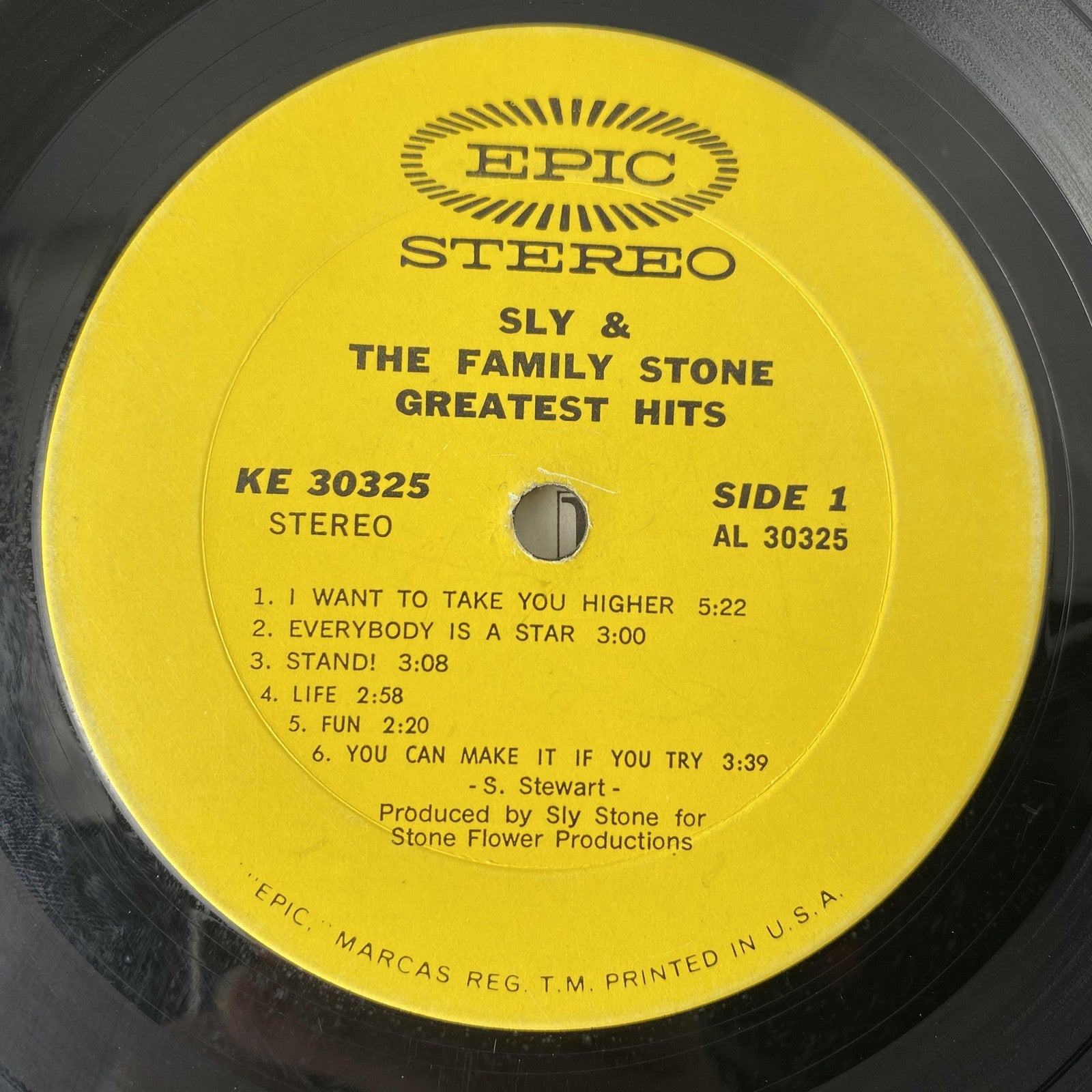 Vintage Sly & The Family Stone Greatest Hits 12" Black Vinyl LP 1970 Epic Funk